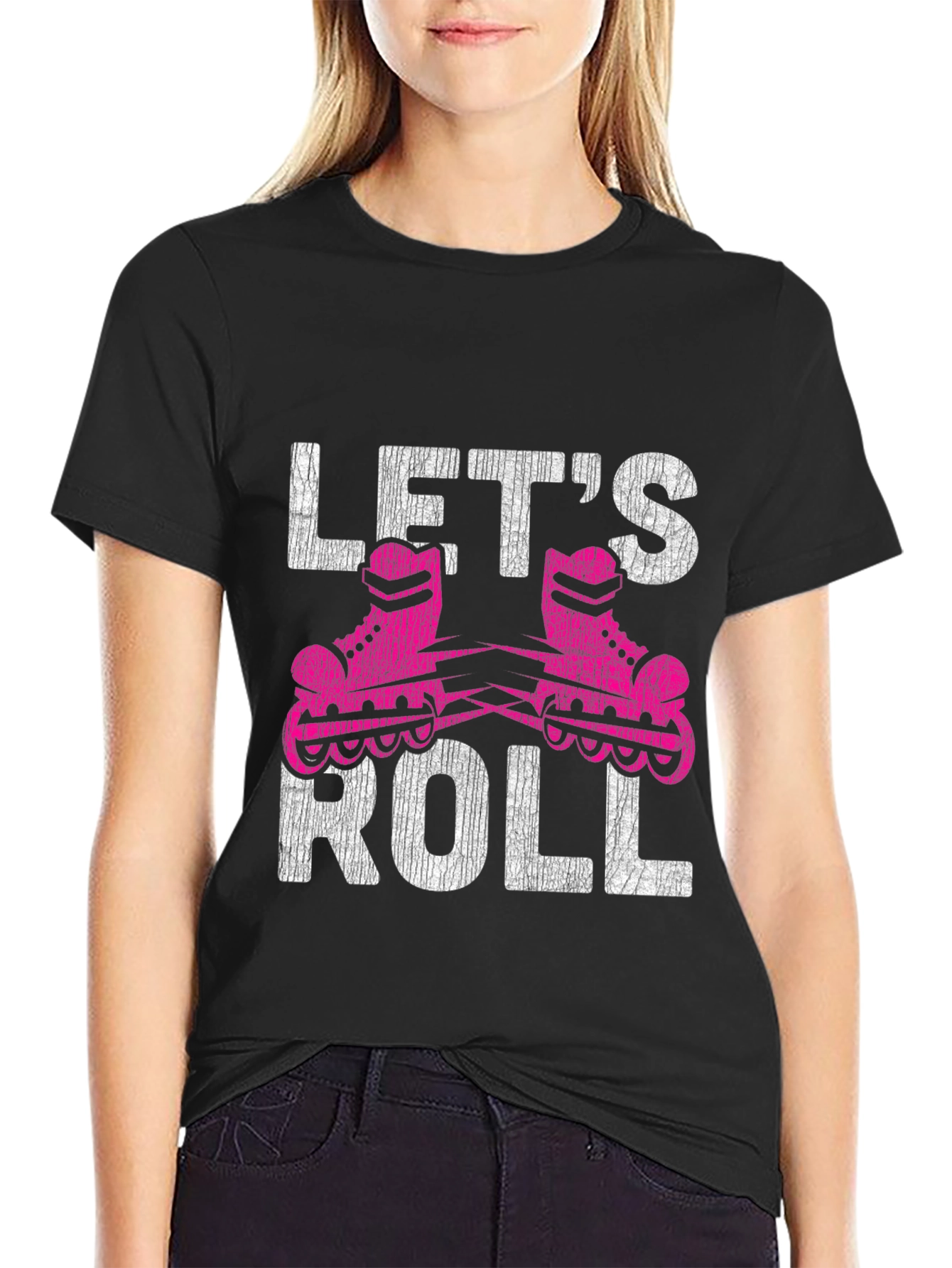 Lets Roll Graphic T-Shirt - Retro Roller Skating Tee