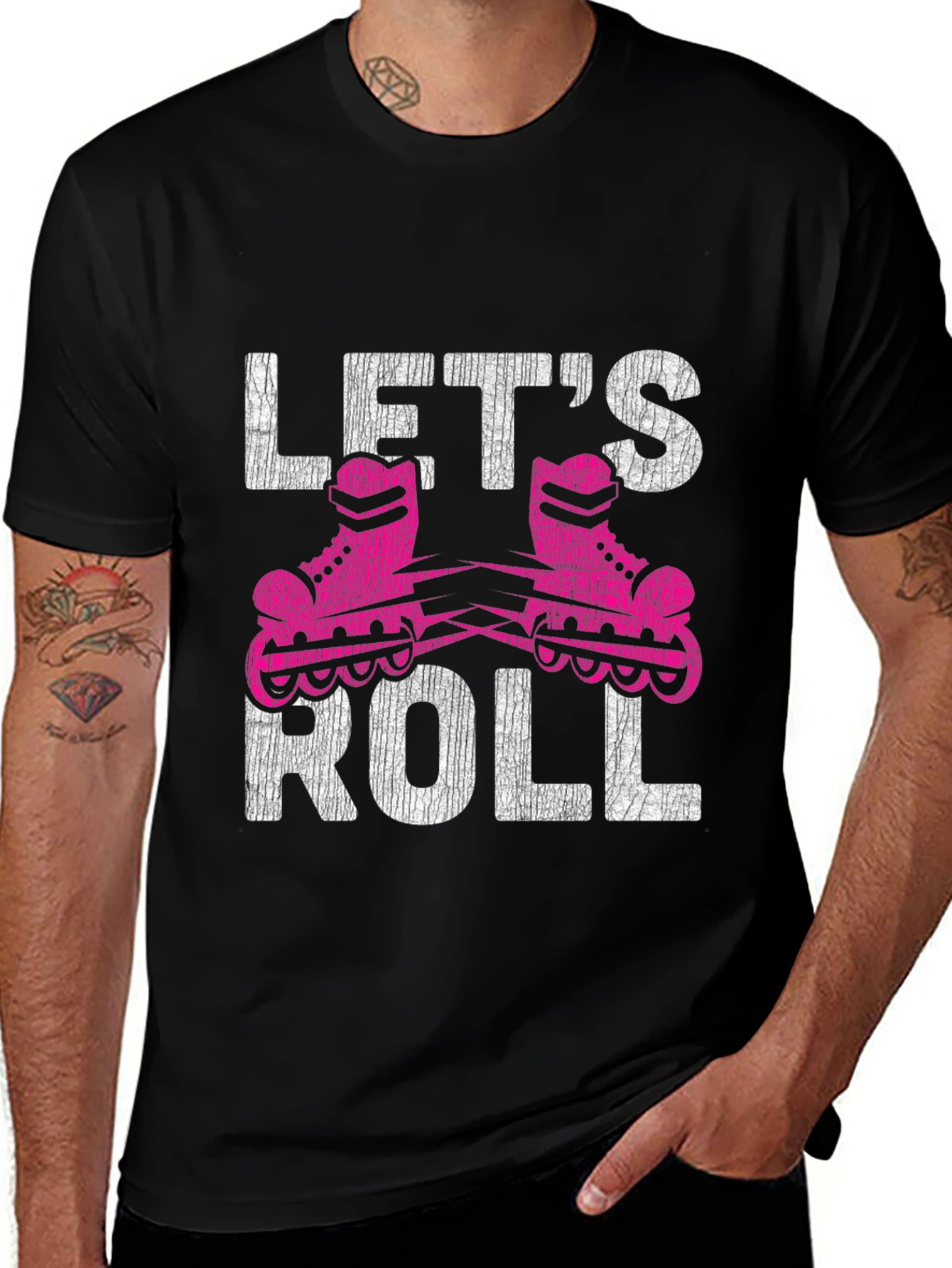 Lets Roll Graphic T-Shirt - Retro Roller Skating Tee
