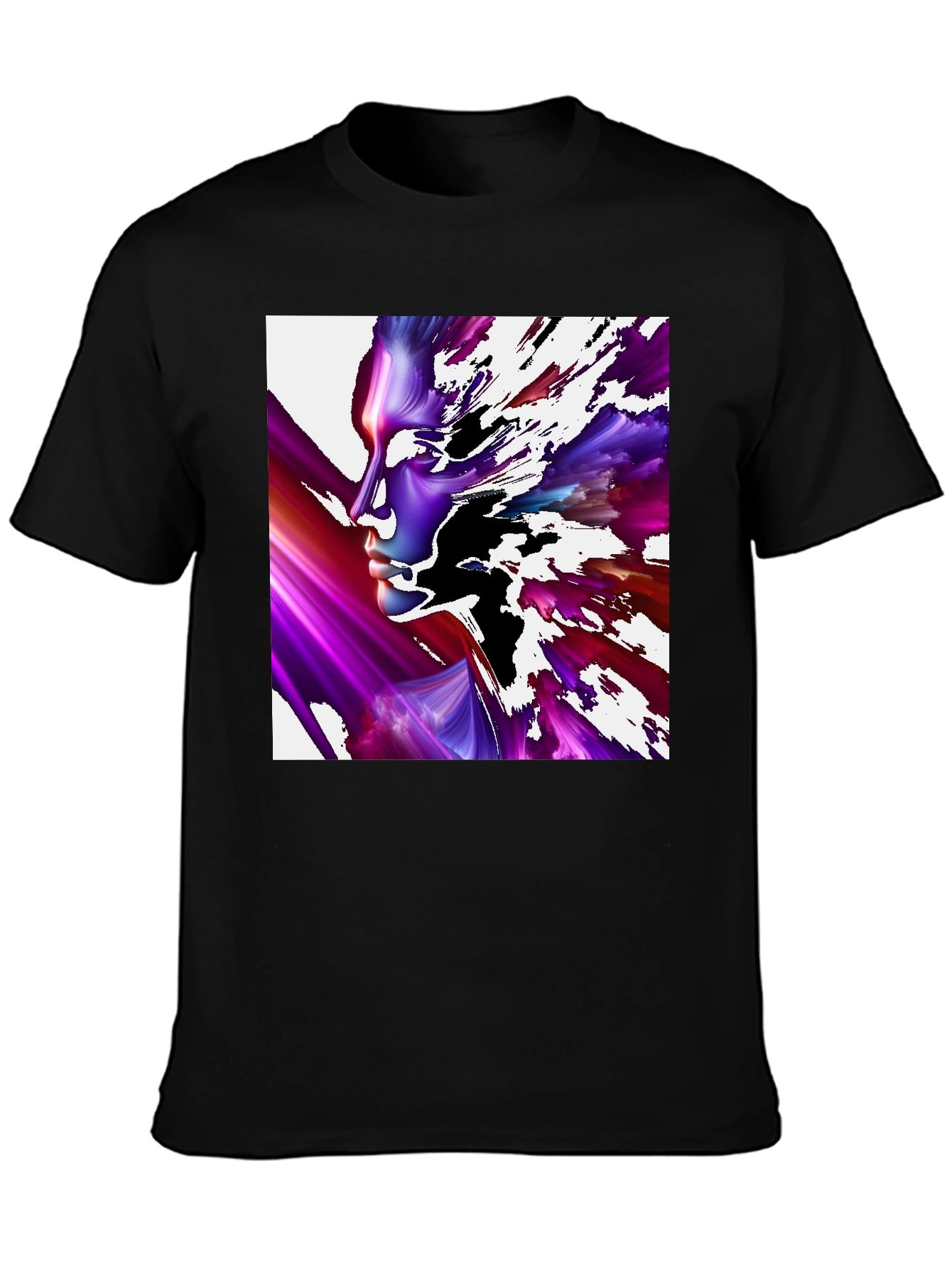 Abstract Face Black T-Shirt - Unique Artistic Design