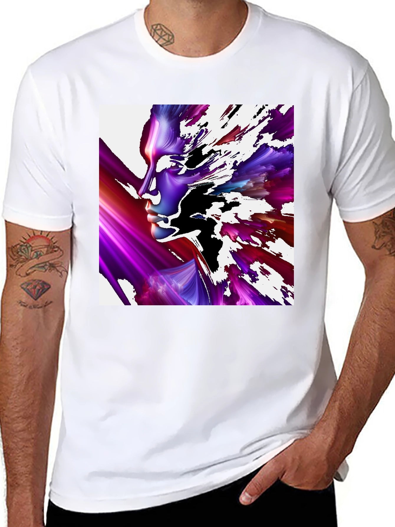 Abstract Face Black T-Shirt - Unique Artistic Design