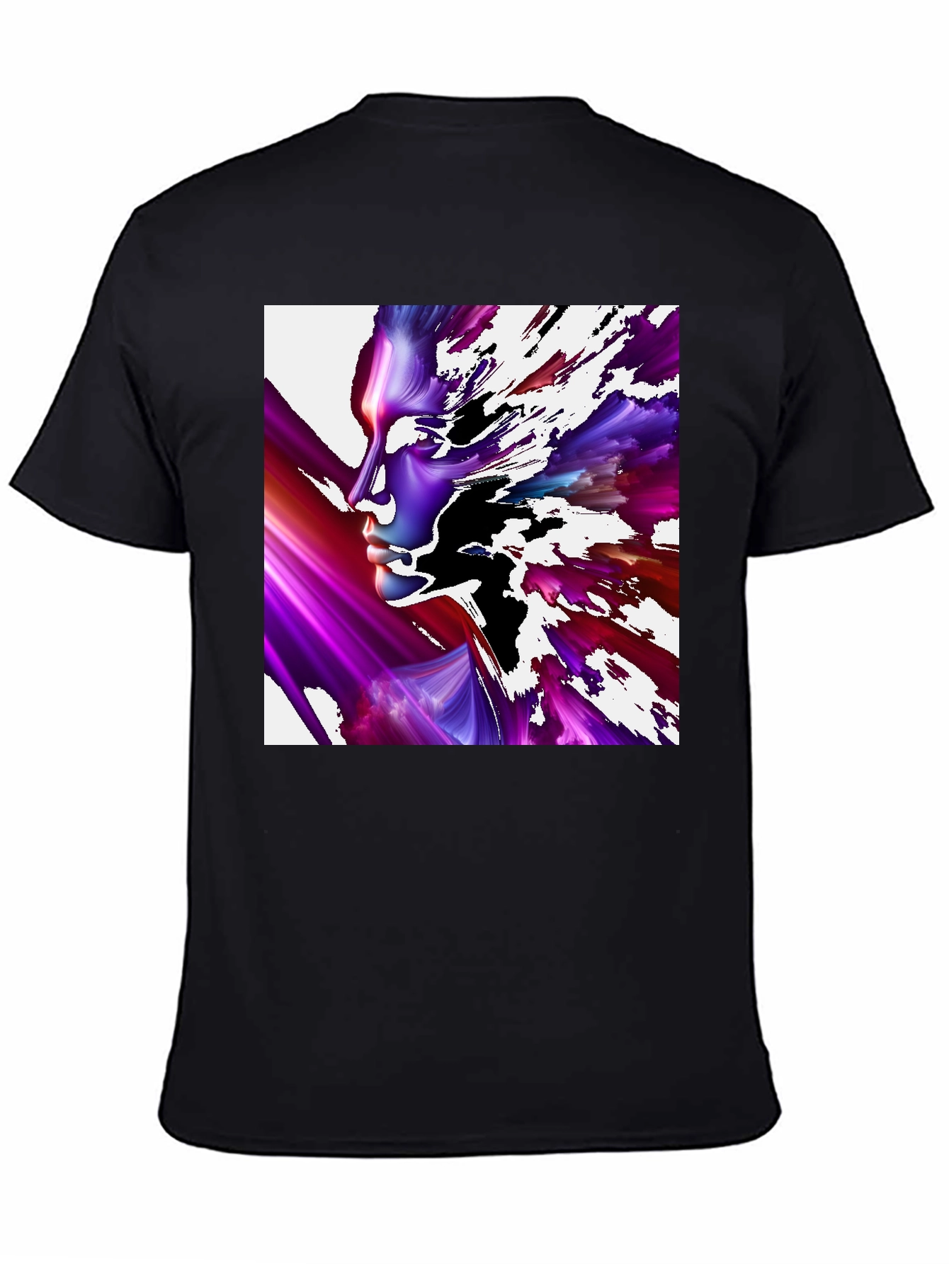 Abstract Face Black T-Shirt - Unique Artistic Design