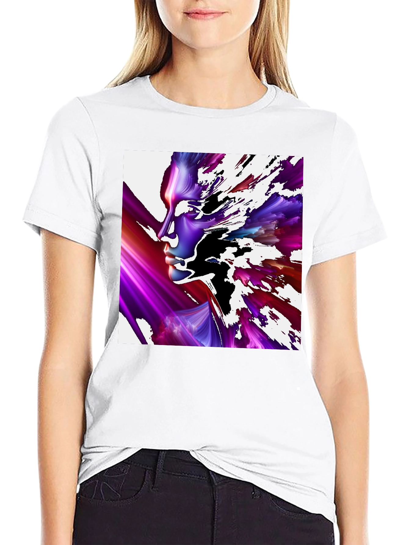 Abstract Face Black T-Shirt - Unique Artistic Design