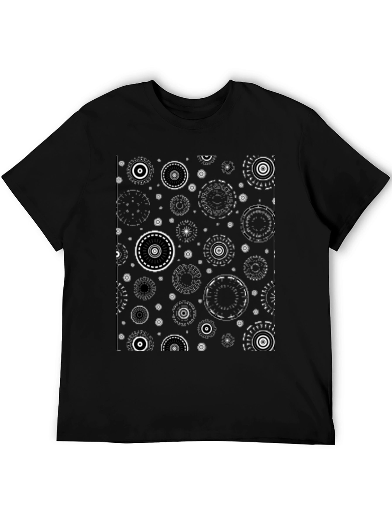 Abstract Circle Pattern Black T-Shirt