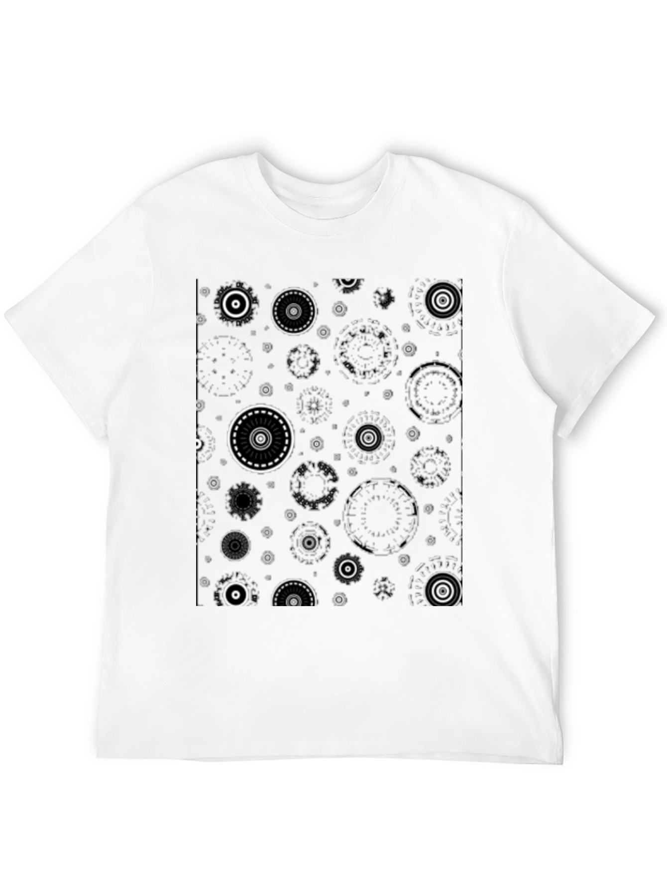Abstract Circle Pattern Black T-Shirt
