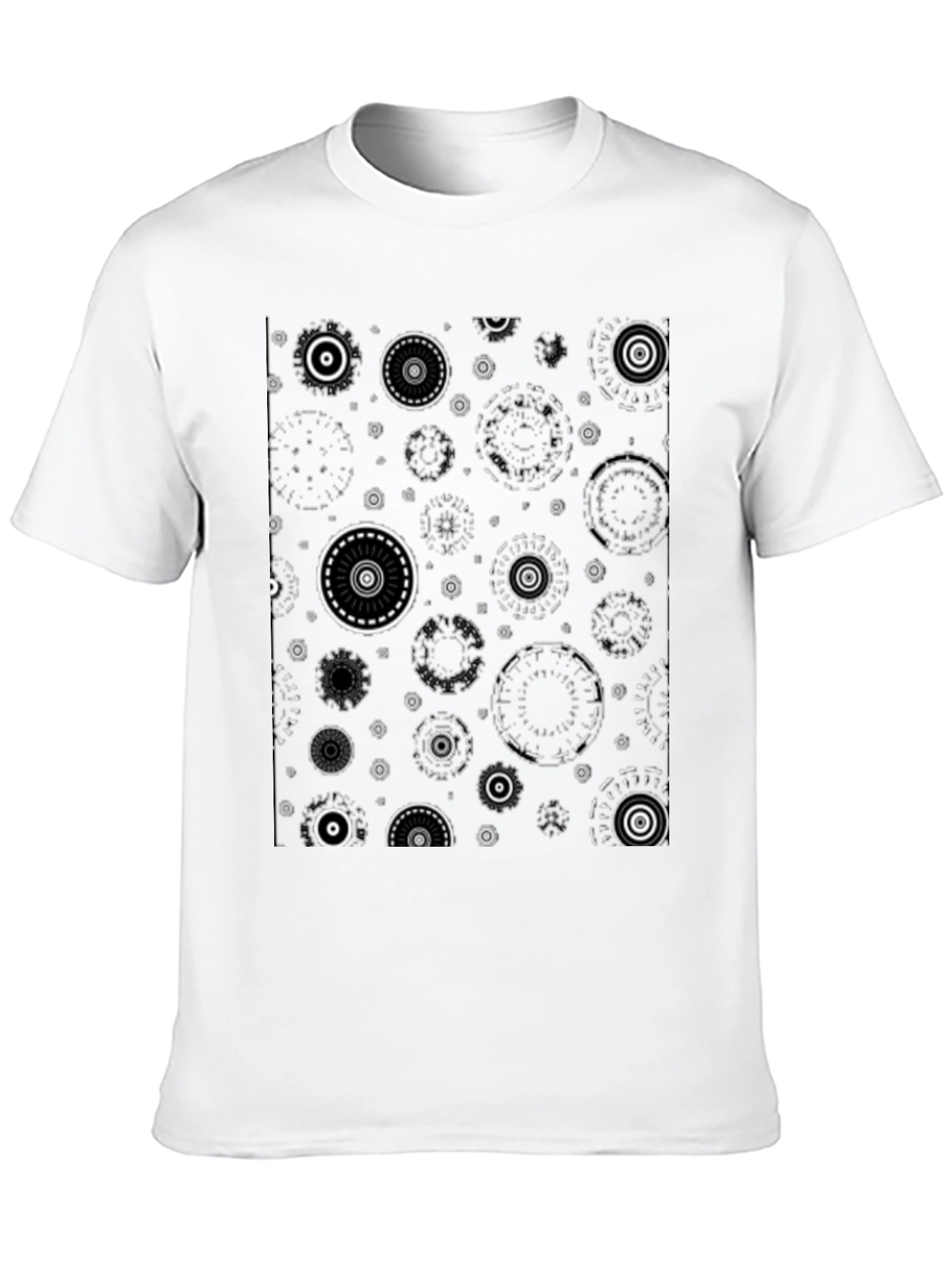 Abstract Circle Pattern Black T-Shirt