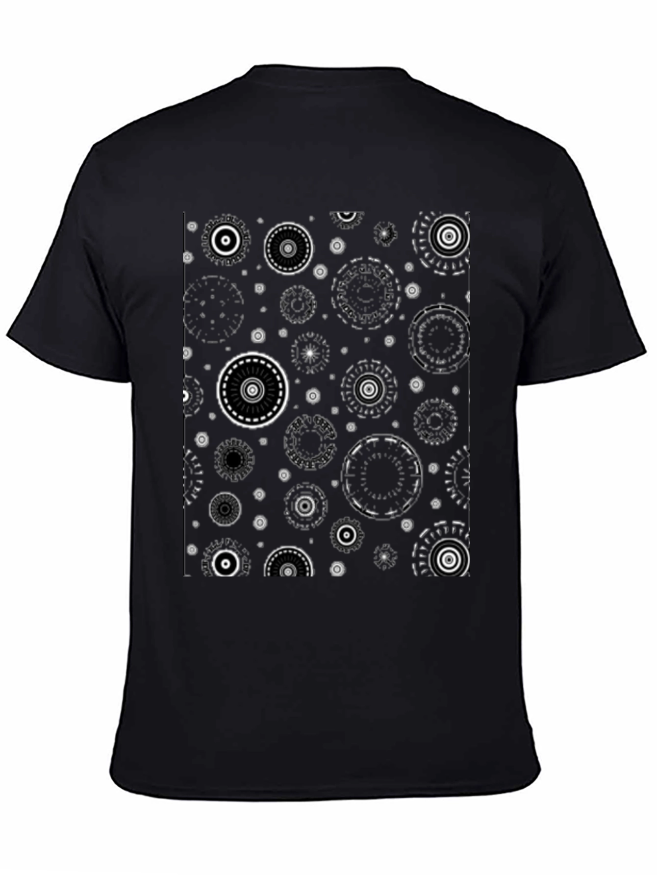 Abstract Circle Pattern Black T-Shirt