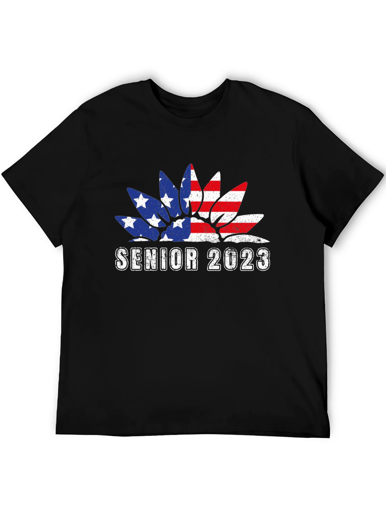 Senior 2023 USA Flag Sunflower Graphic T-Shirt