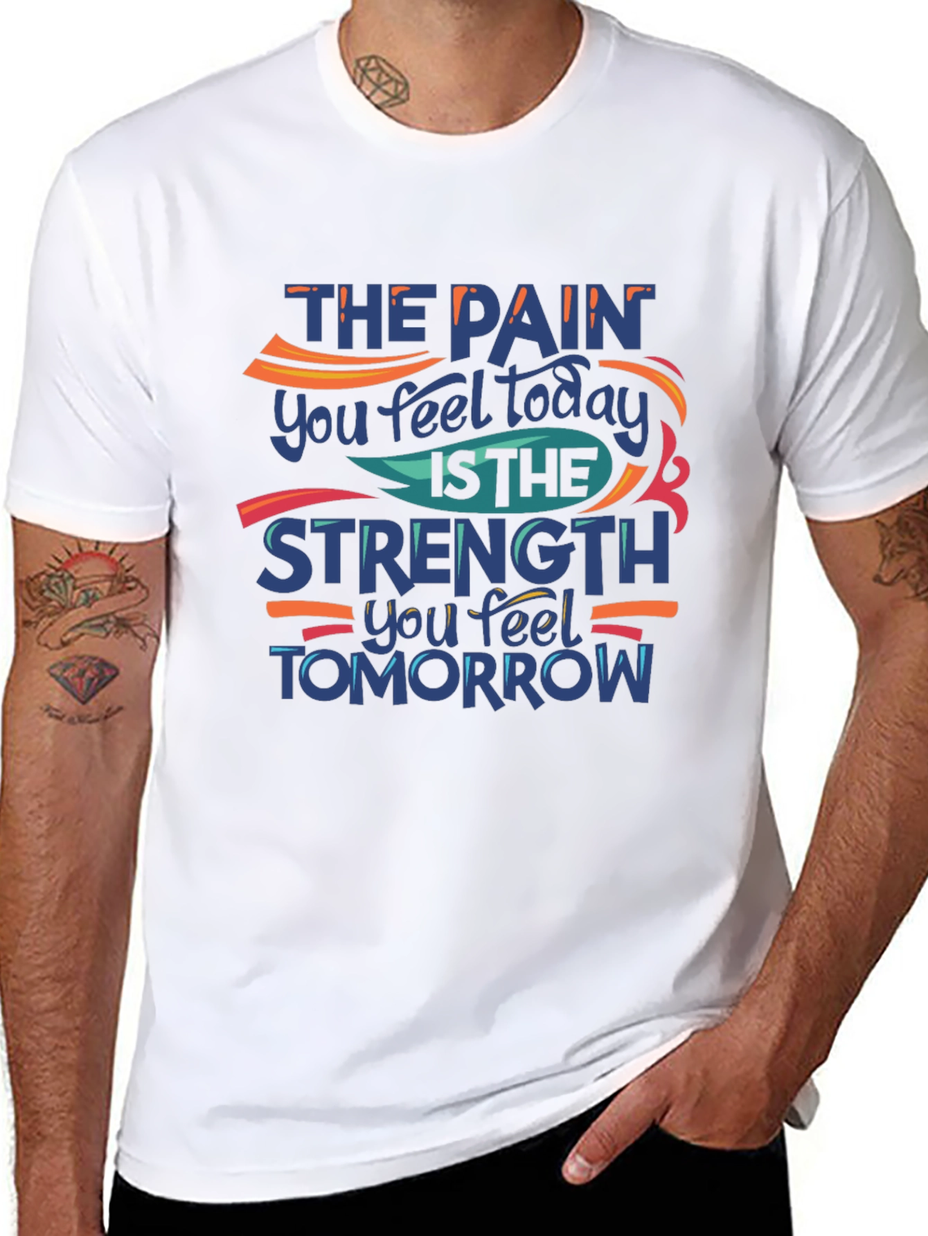 Motivational Black T-Shirt: Pain Today Strength Tomorrow