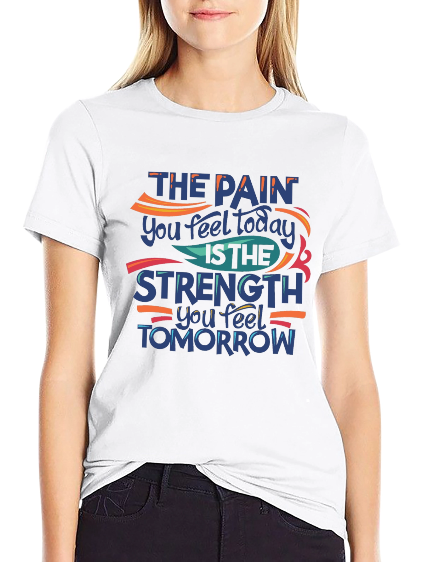 Motivational Black T-Shirt: Pain Today Strength Tomorrow