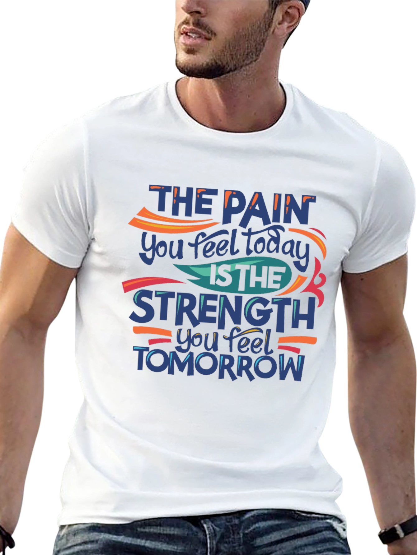Motivational Black T-Shirt: Pain Today Strength Tomorrow