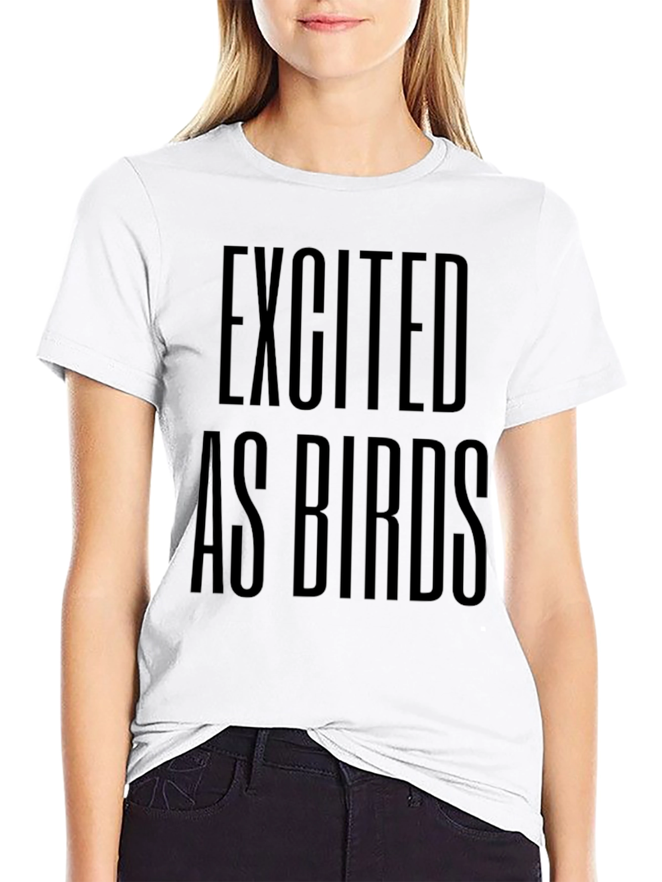 Excited as Birds Graphic Black T-Shirt