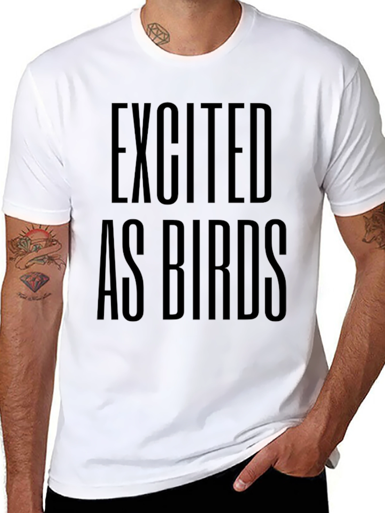Excited as Birds Graphic Black T-Shirt