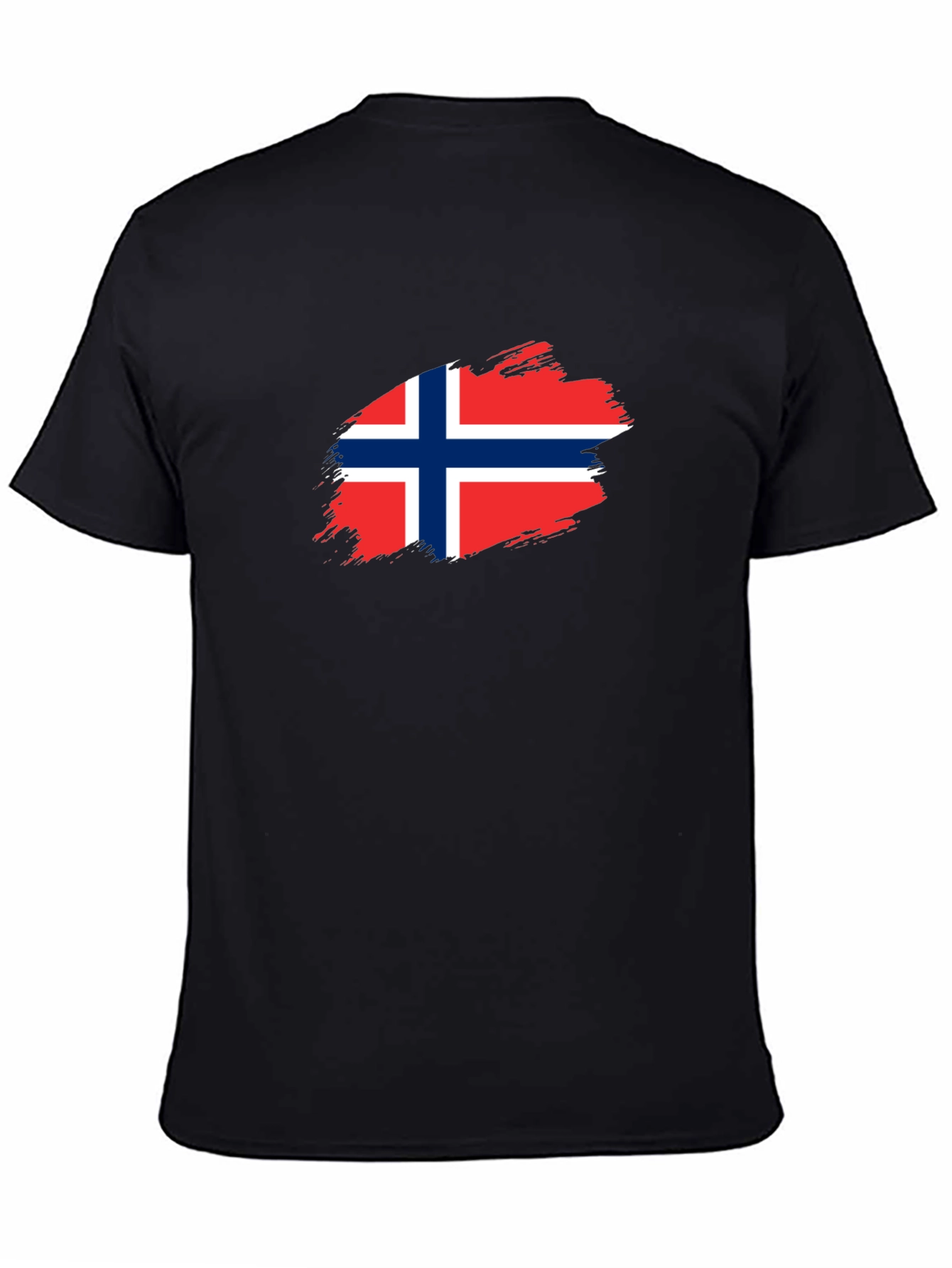 Norway Flag Brushstroke Mens Black T-Shirt