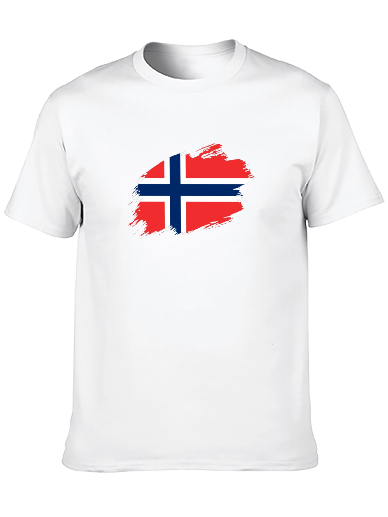 Norway Flag Brushstroke Mens Black T-Shirt