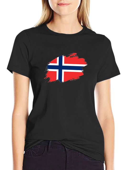 Norway Flag Brushstroke Mens Black T-Shirt
