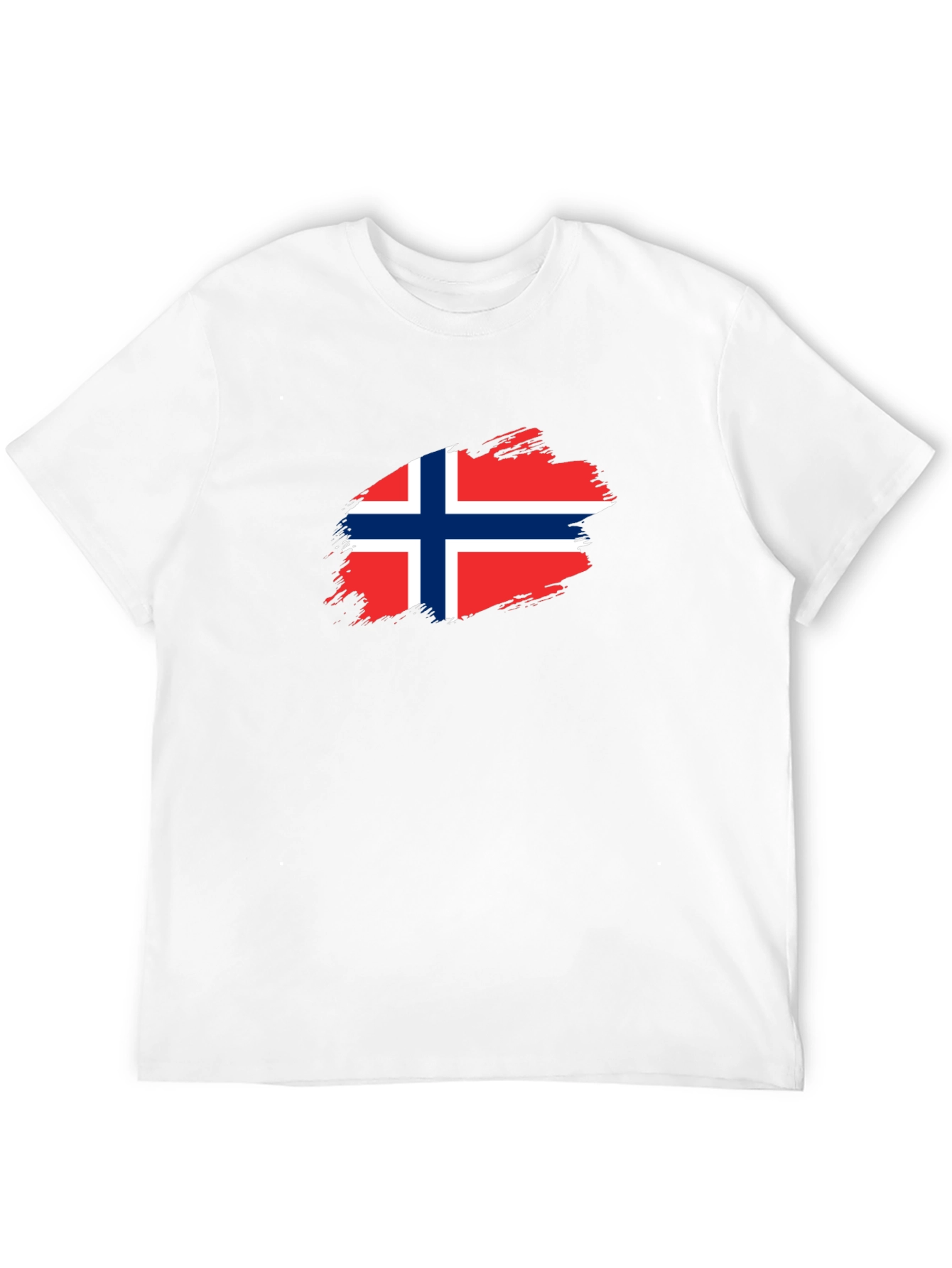 Norway Flag Brushstroke Mens Black T-Shirt
