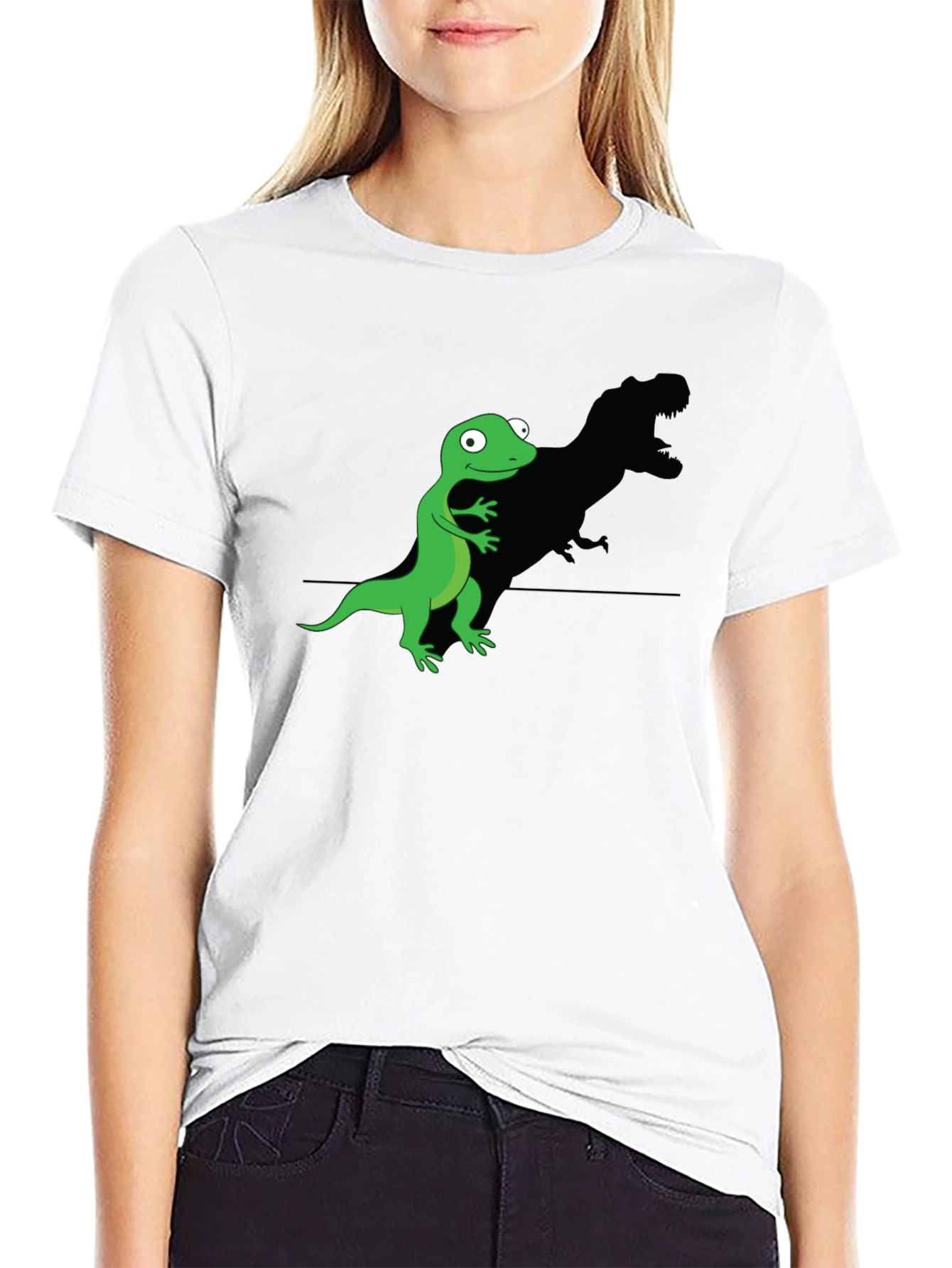 Funny Lizard T-Rex Shadow Graphic Tee