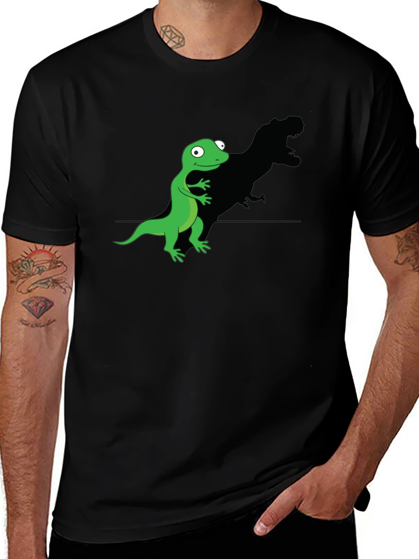 Funny Lizard T-Rex Shadow Graphic Tee