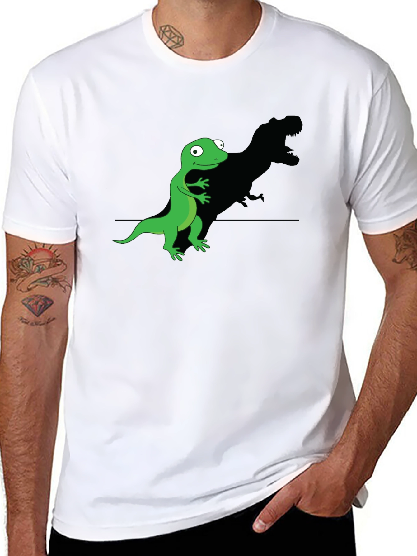 Funny Lizard T-Rex Shadow Graphic Tee