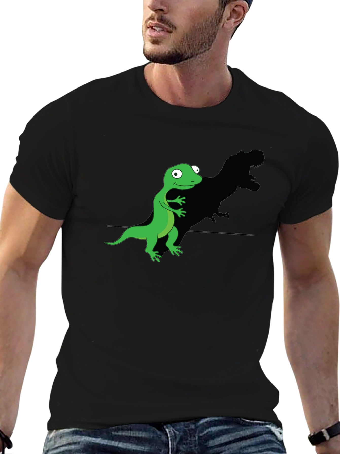 Funny Lizard T-Rex Shadow Graphic Tee