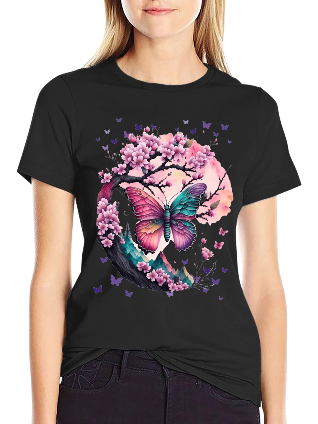 Butterfly Cherry Blossom Graphic Tee