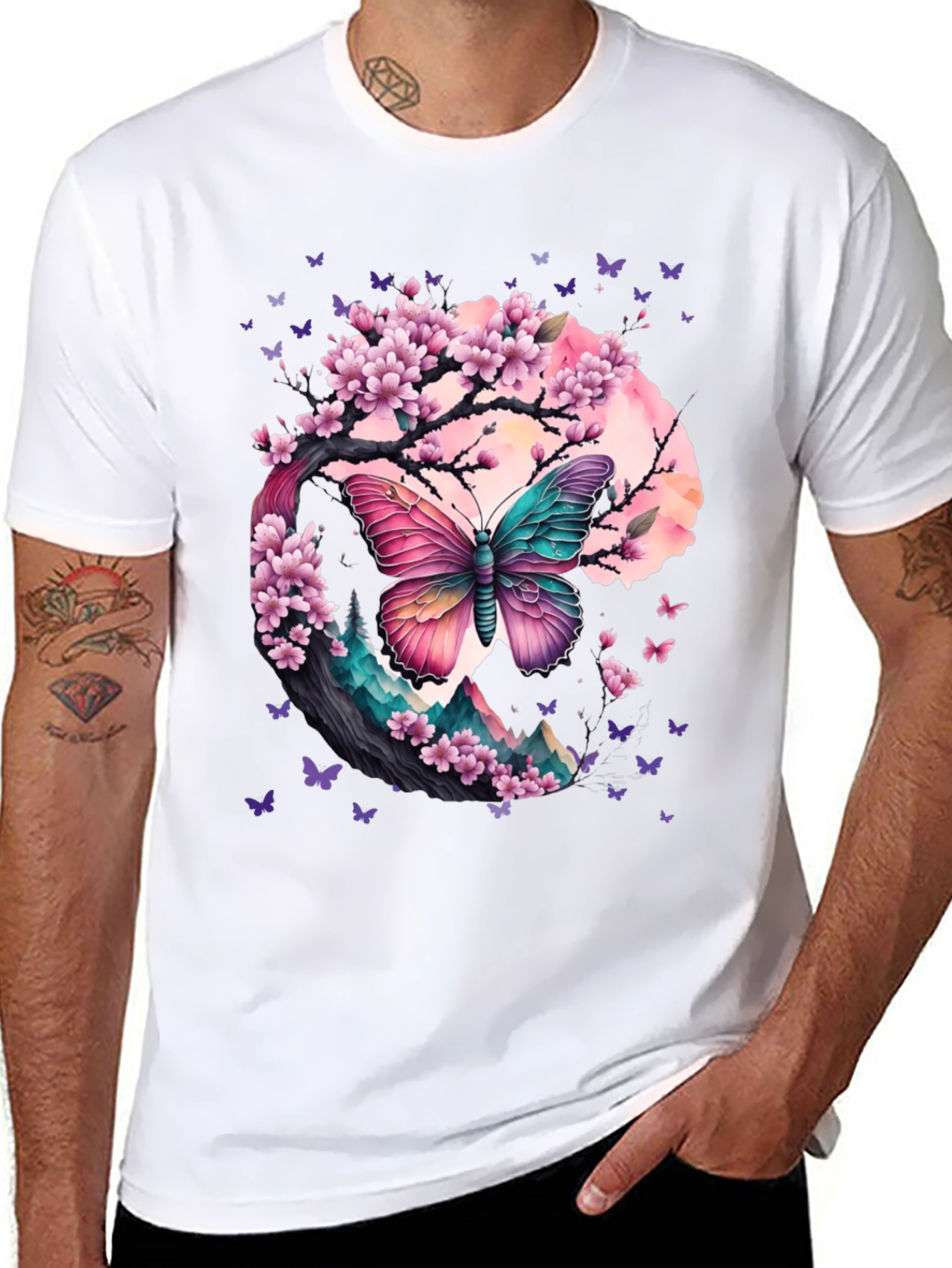Butterfly Cherry Blossom Graphic Tee
