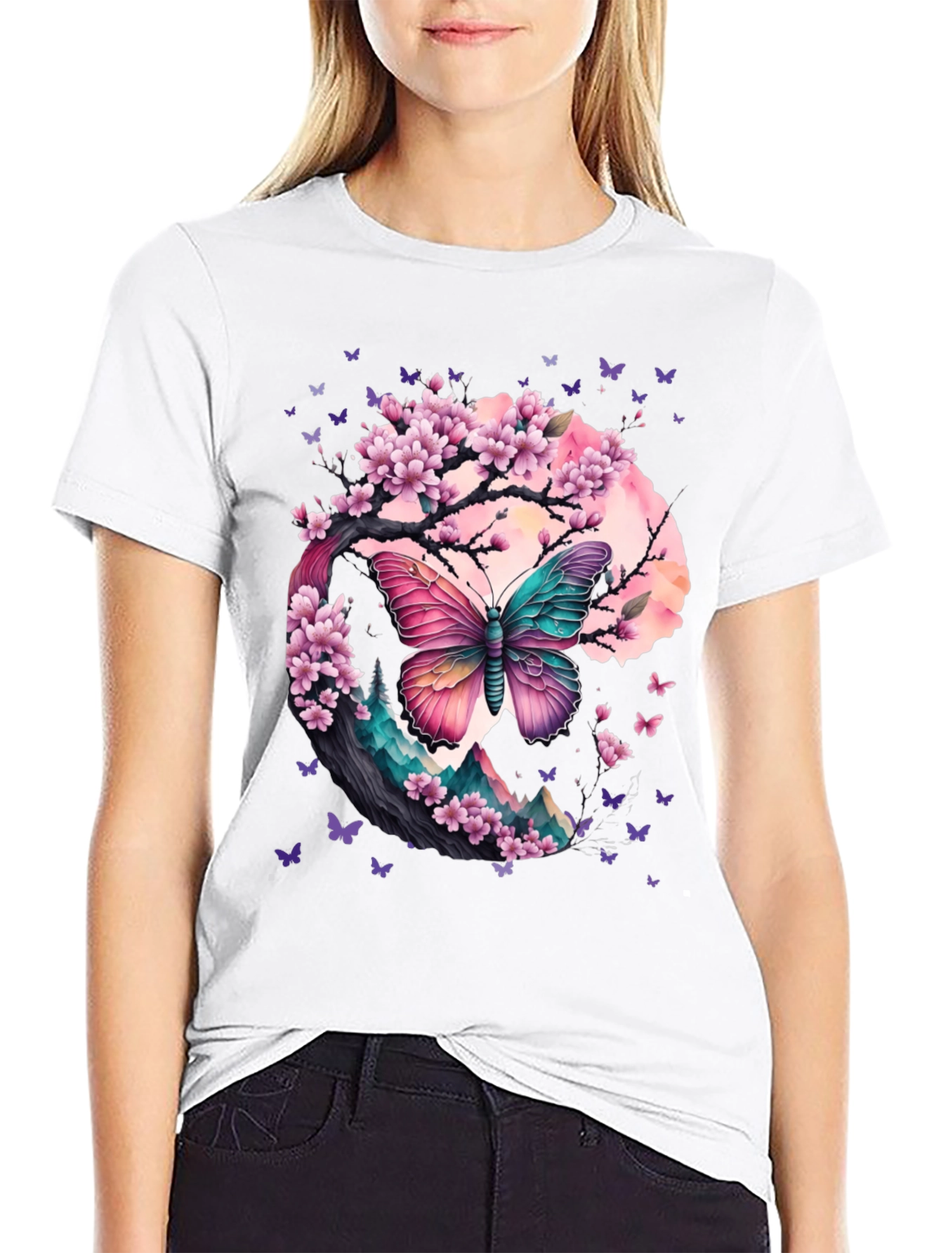 Butterfly Cherry Blossom Graphic Tee