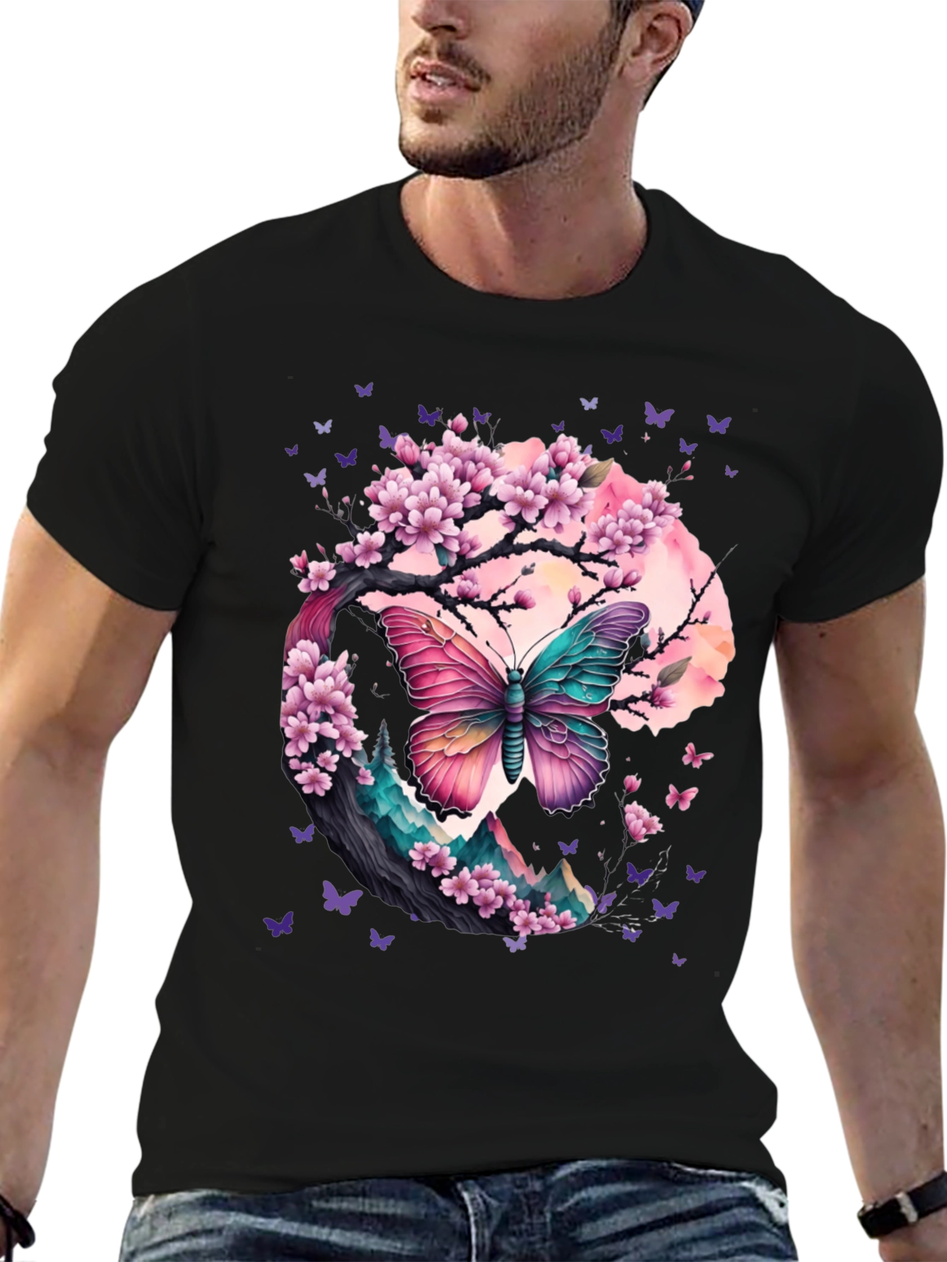 Butterfly Cherry Blossom Graphic Tee