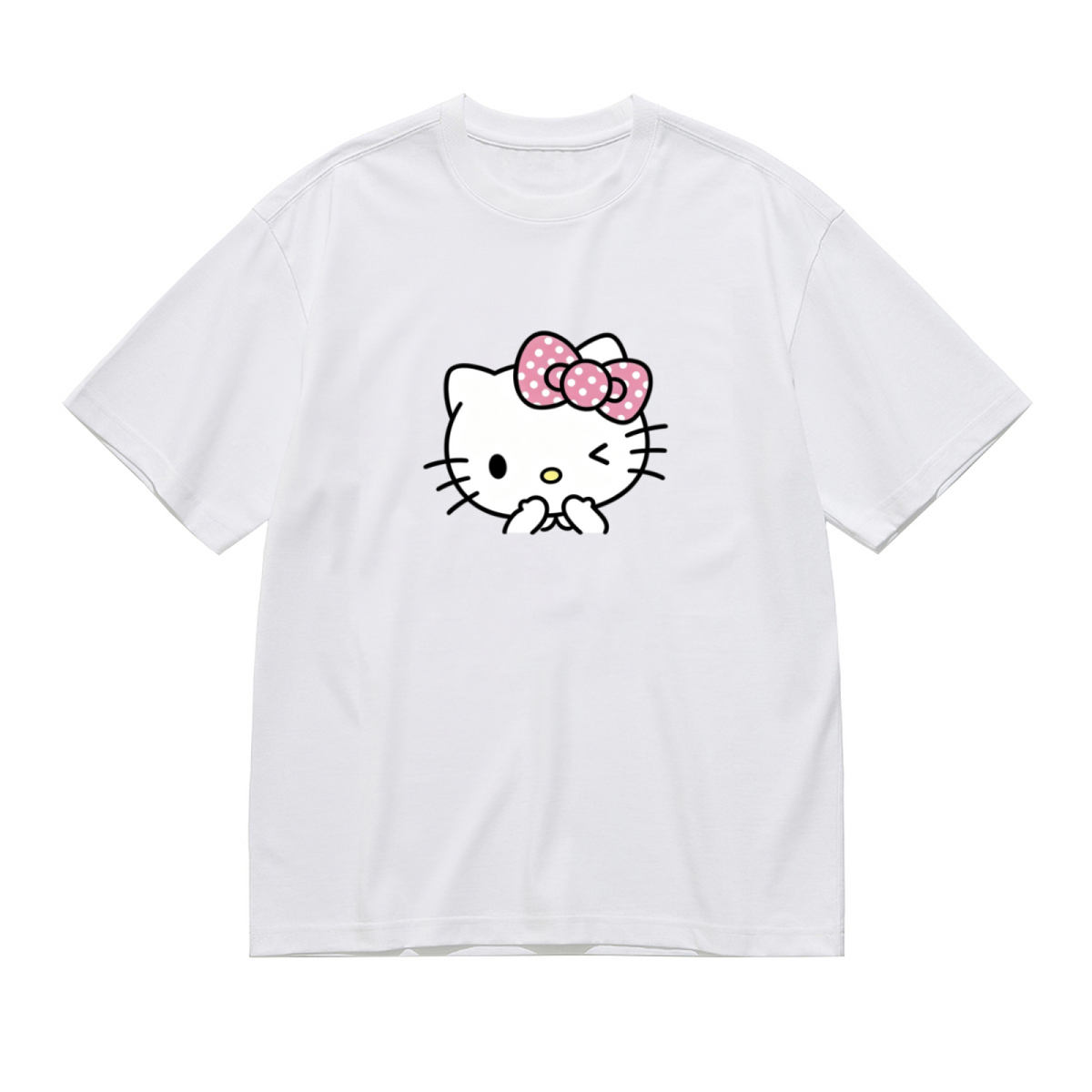 Wink & Cute Blush Hello Kitty Graphic Plus?Size T?Shirt