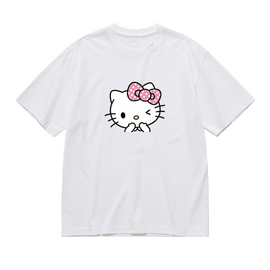 Wink & Cute Blush Hello Kitty Graphic Plus?Size T?Shirt