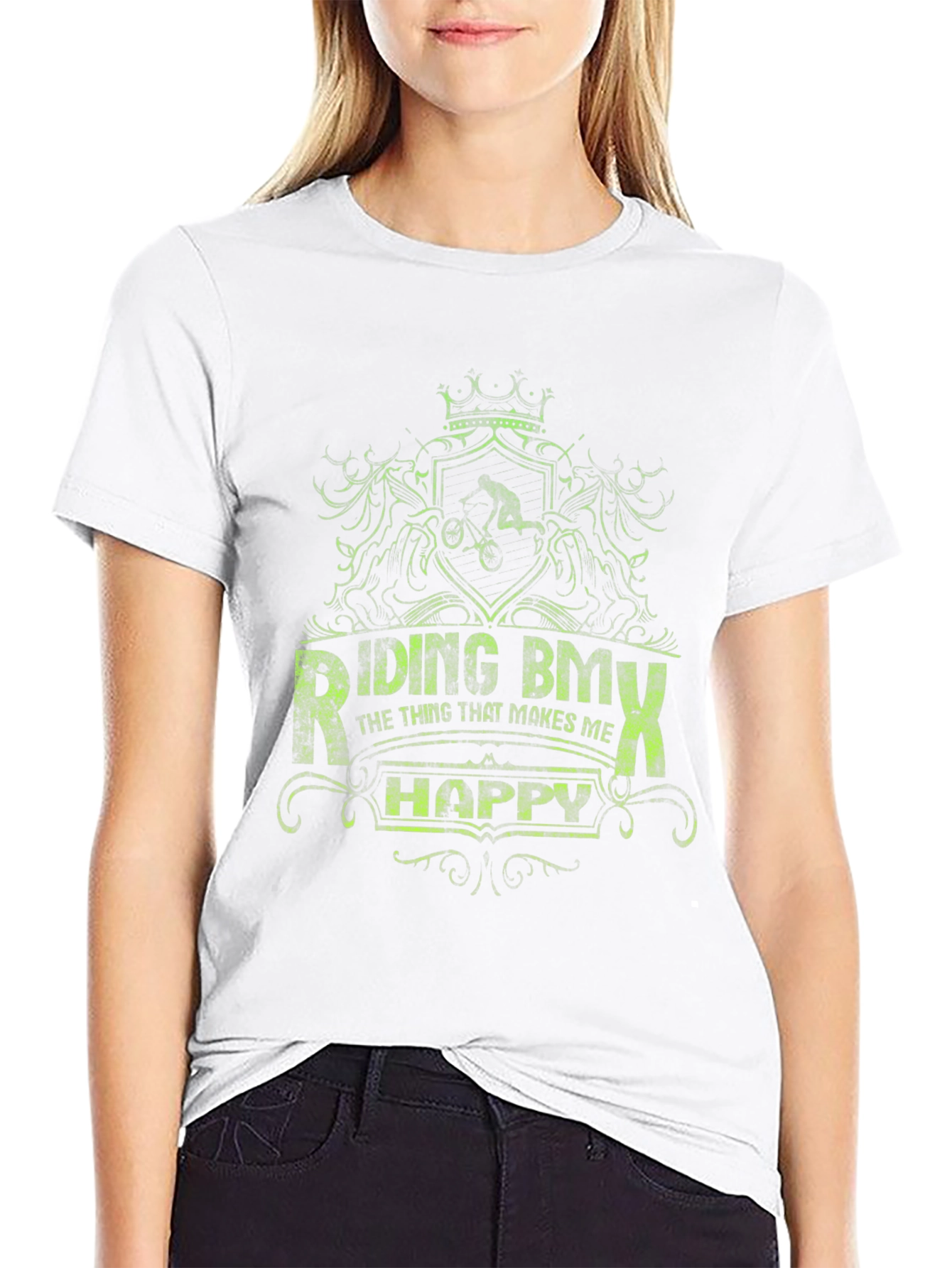 Riding BMX Makes Me Happy Graphic Tee - Black