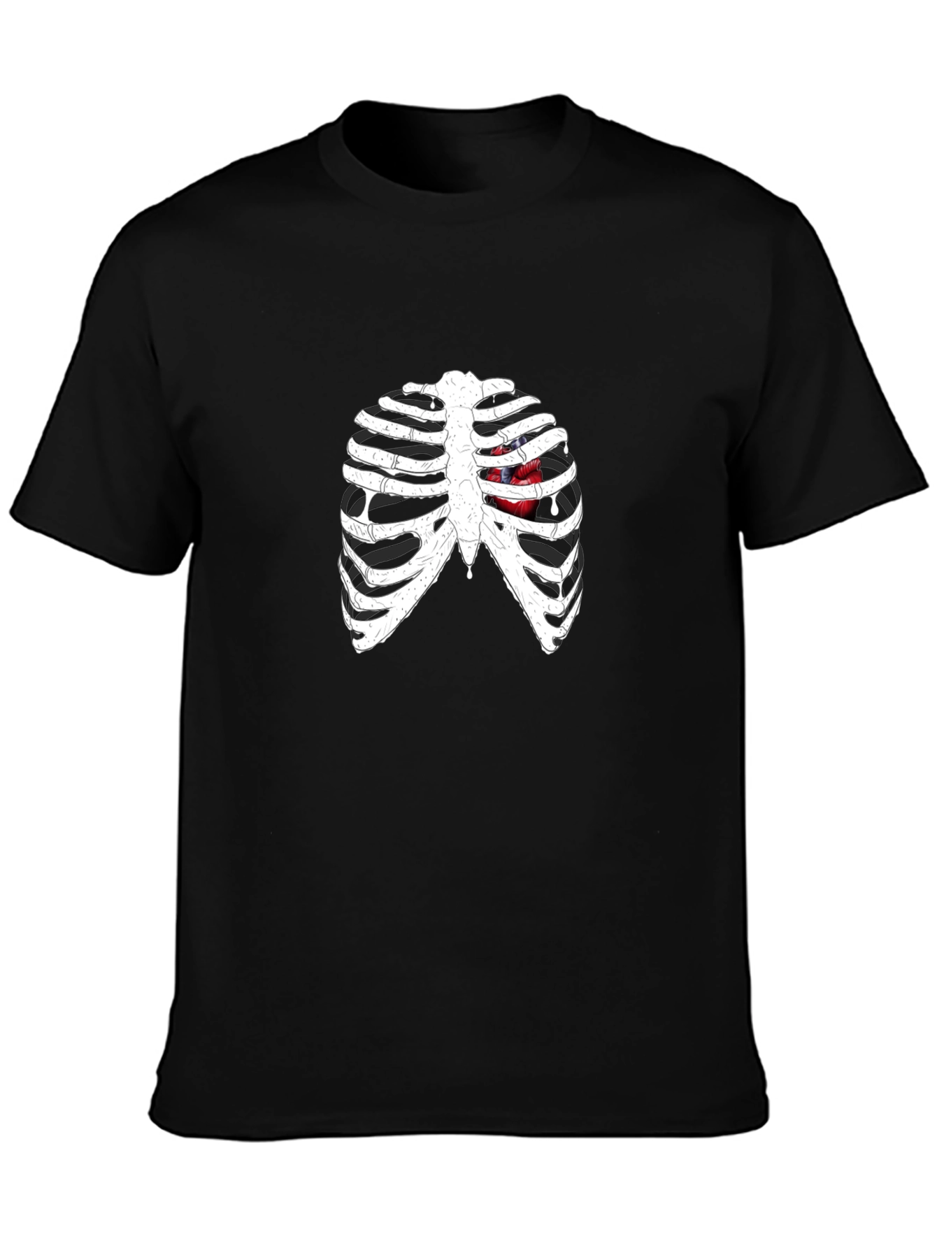 Rib Cage Heart Graphic Black T-Shirt