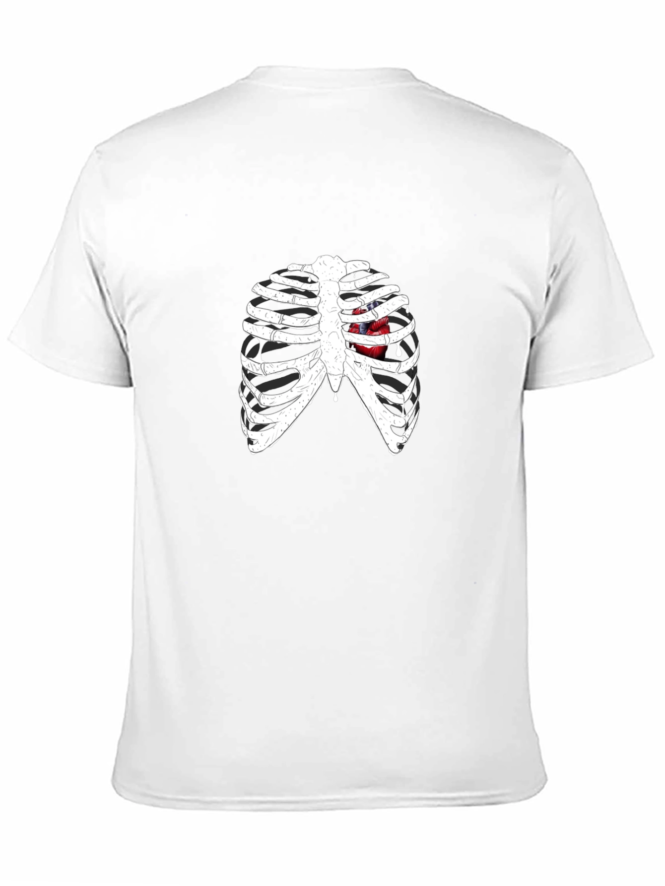 Rib Cage Heart Graphic Black T-Shirt
