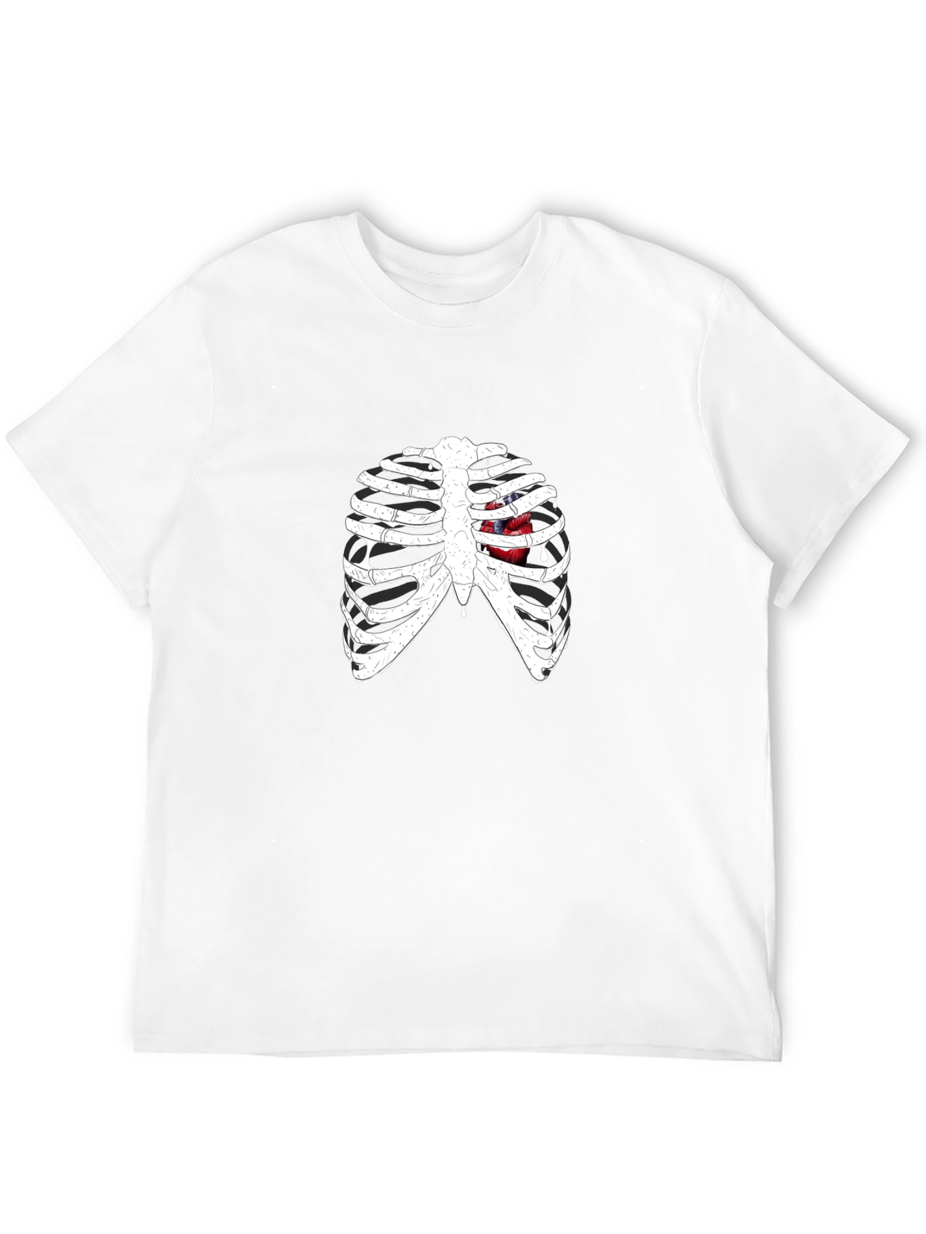 Rib Cage Heart Graphic Black T-Shirt