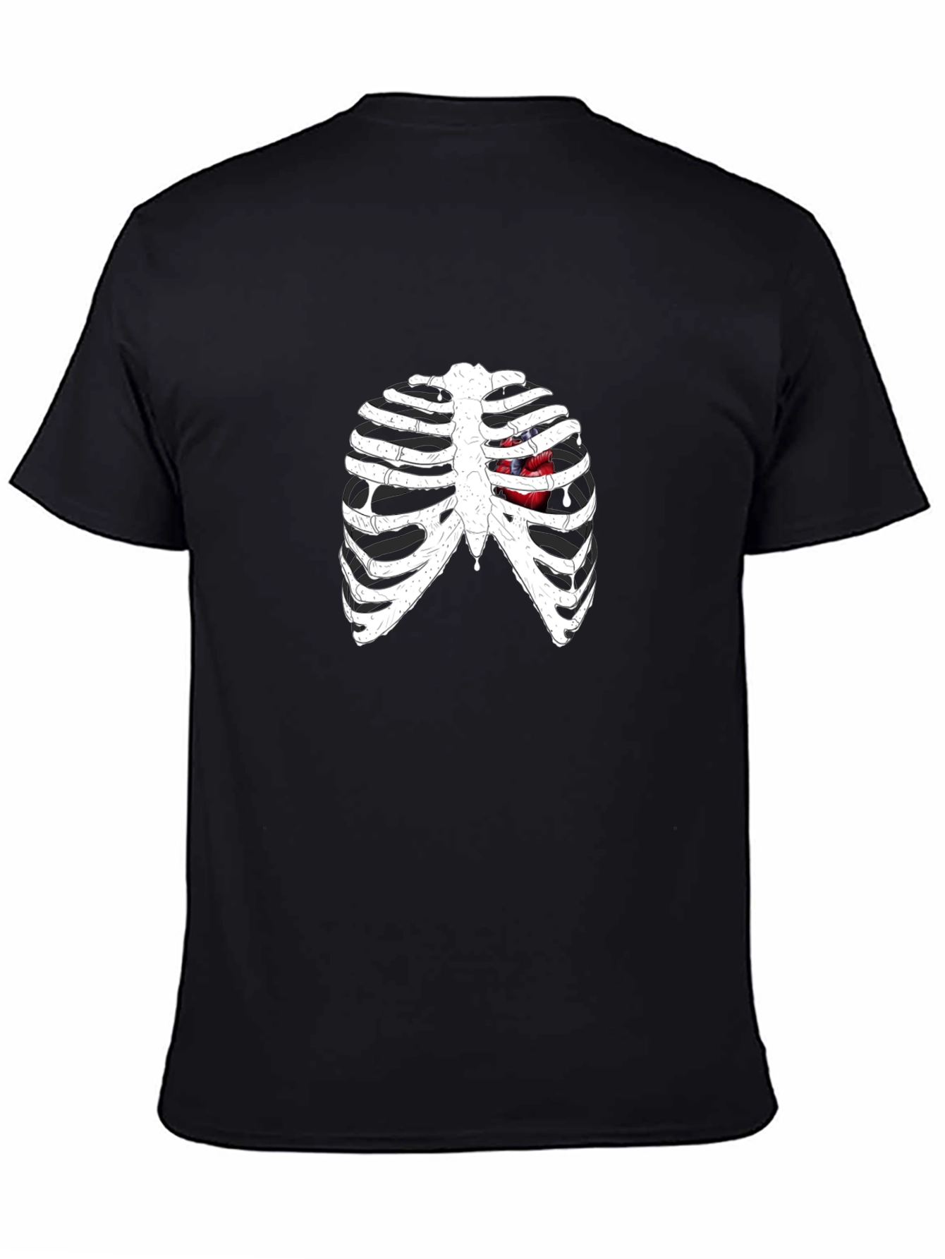 Rib Cage Heart Graphic Black T-Shirt
