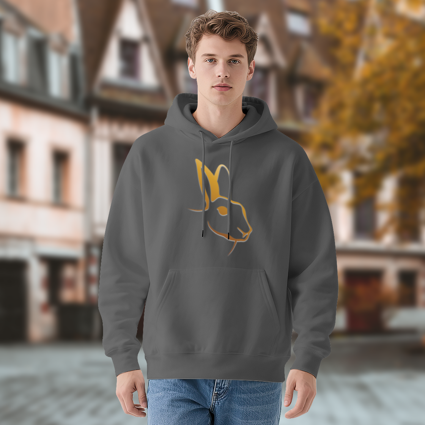 Minimal Line Art Rabbit Hoodie, Gentle Comfortable Style