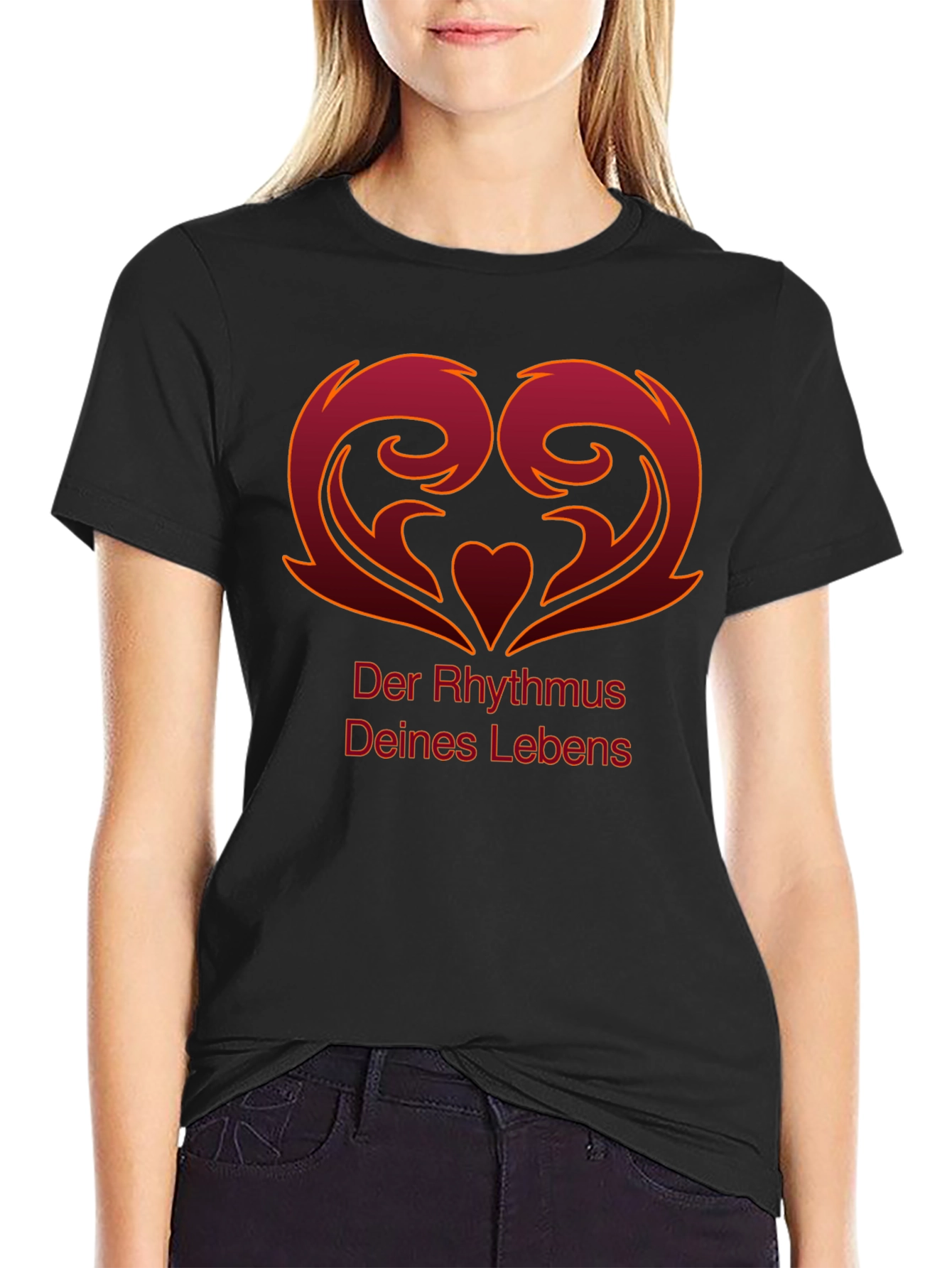 Heart Rhythm Graphic Black T-Shirt