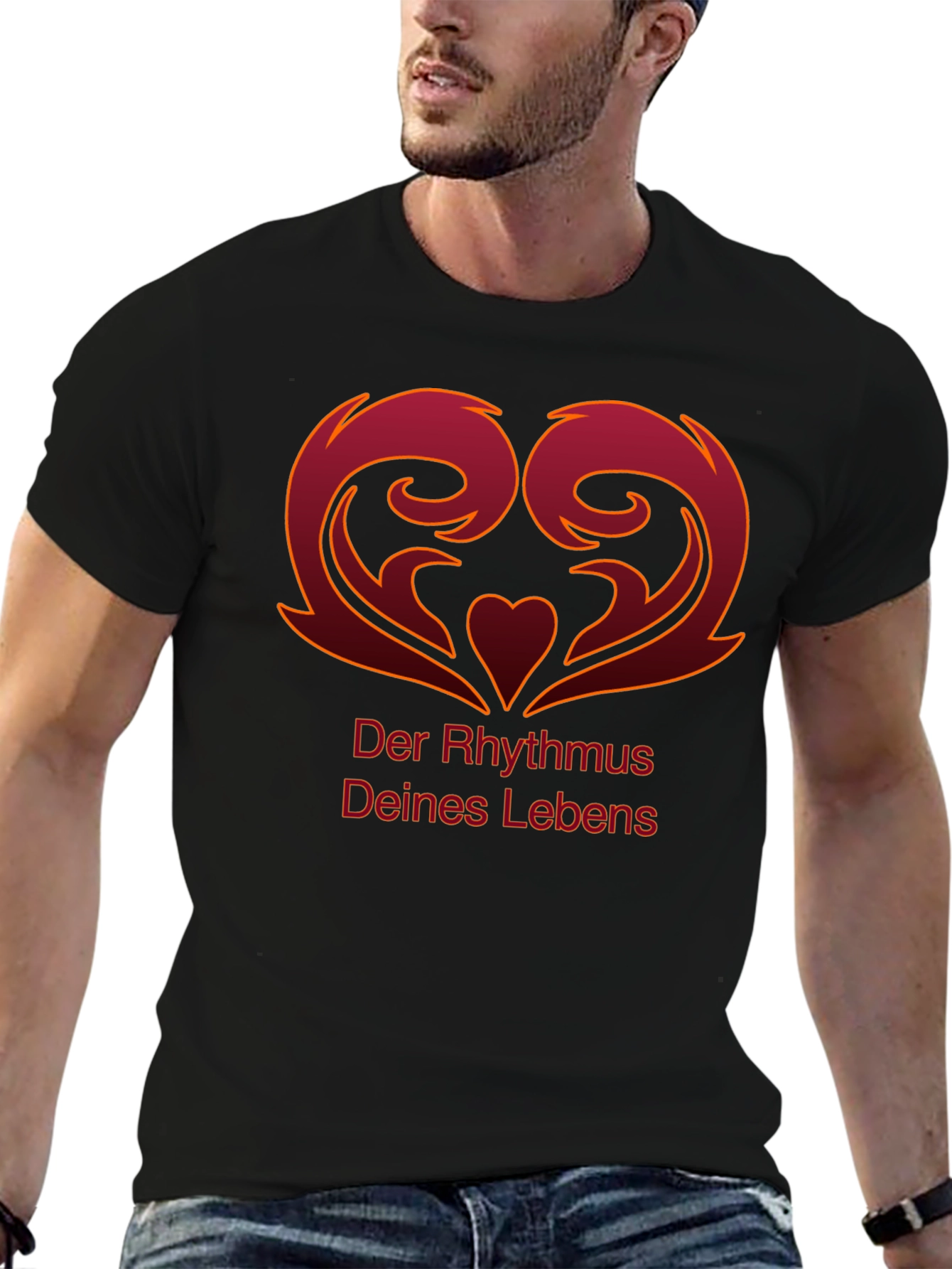 Heart Rhythm Graphic Black T-Shirt