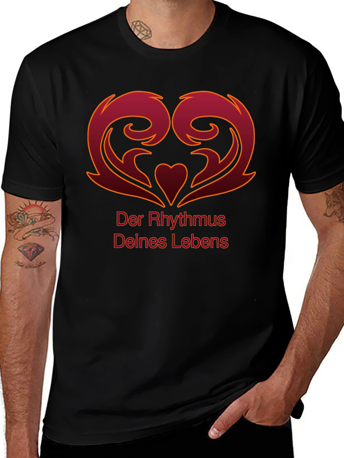 Heart Rhythm Graphic Black T-Shirt