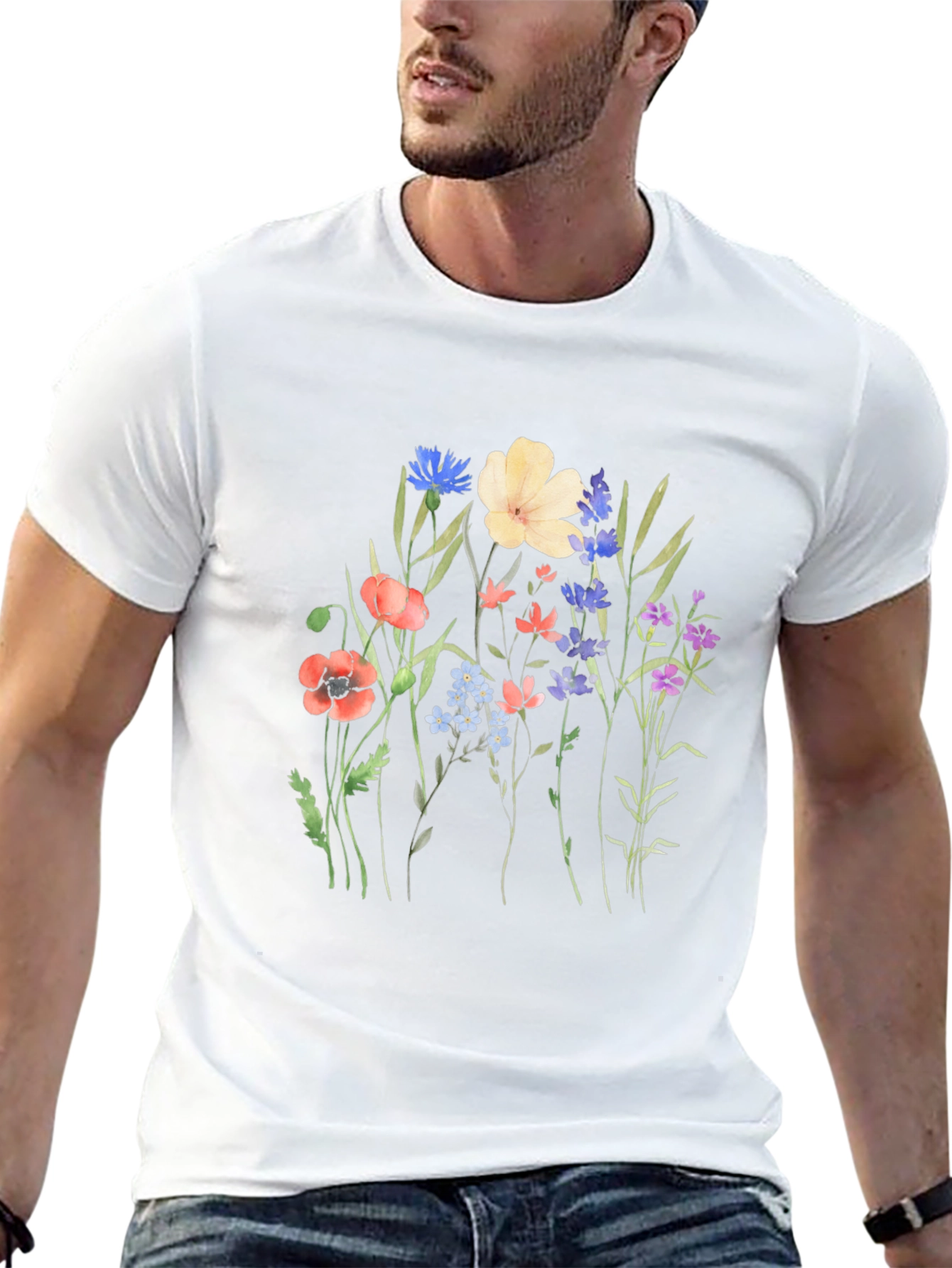 Floral Print Black T-Shirt - Nature Lover Tee