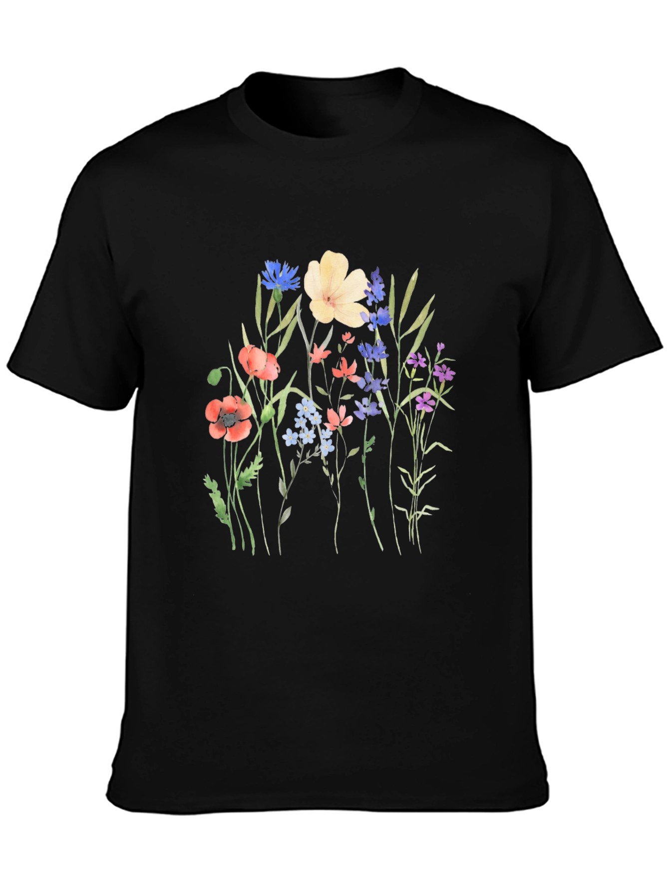 Floral Print Black T-Shirt - Nature Lover Tee