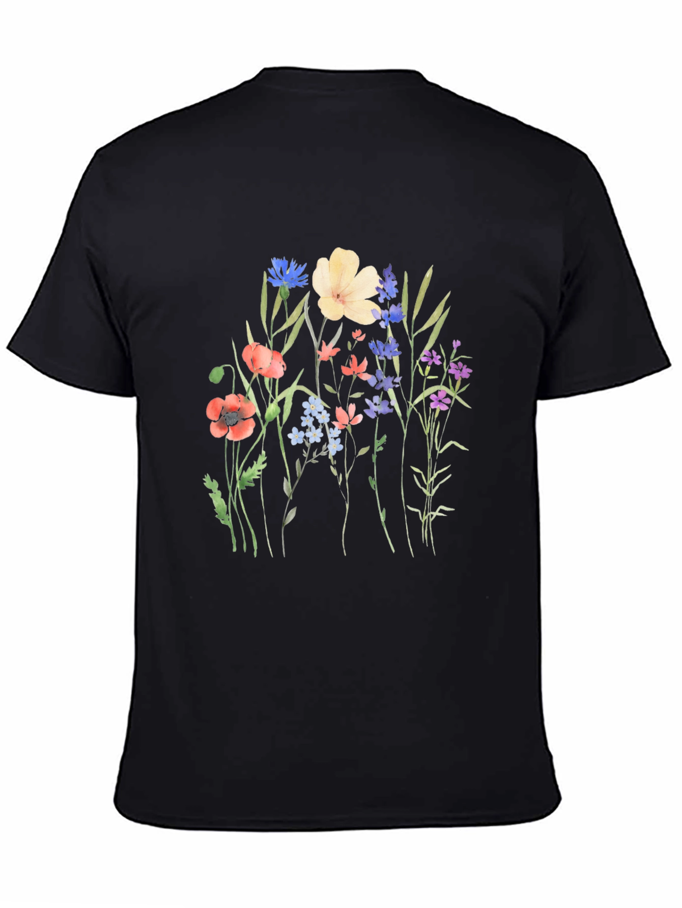 Floral Print Black T-Shirt - Nature Lover Tee