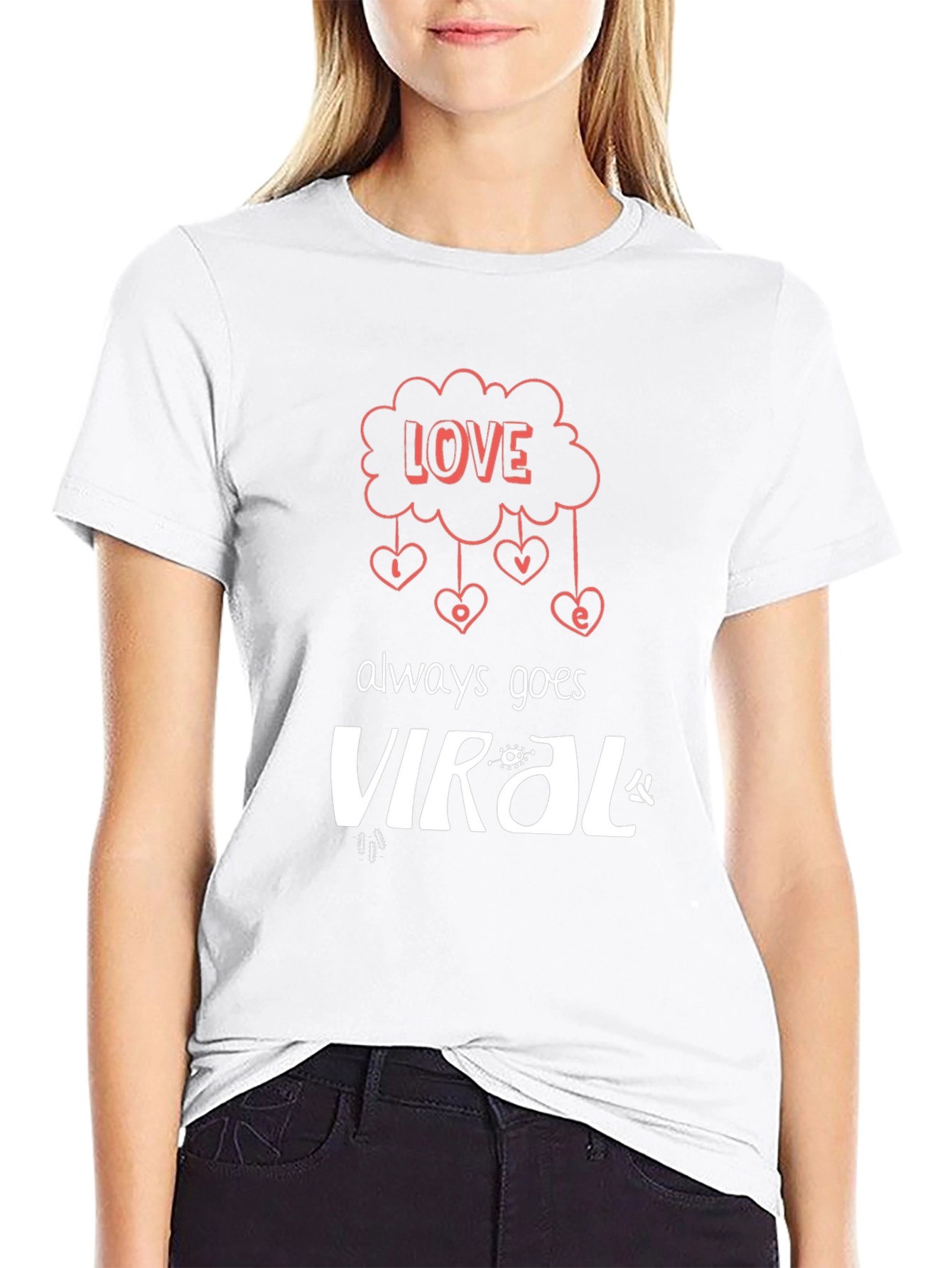 Love Always Goes Viral Black Graphic T-Shirt