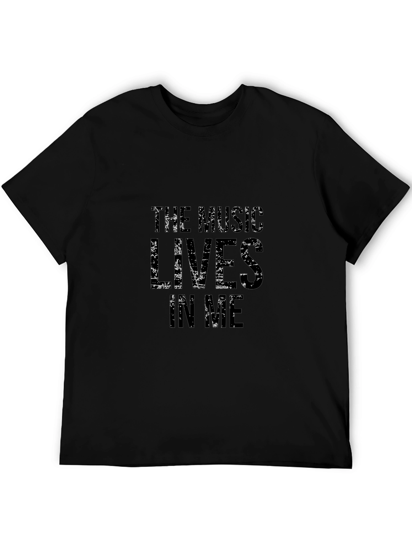 The Music Lives in Me Graphic Black T-Shirt