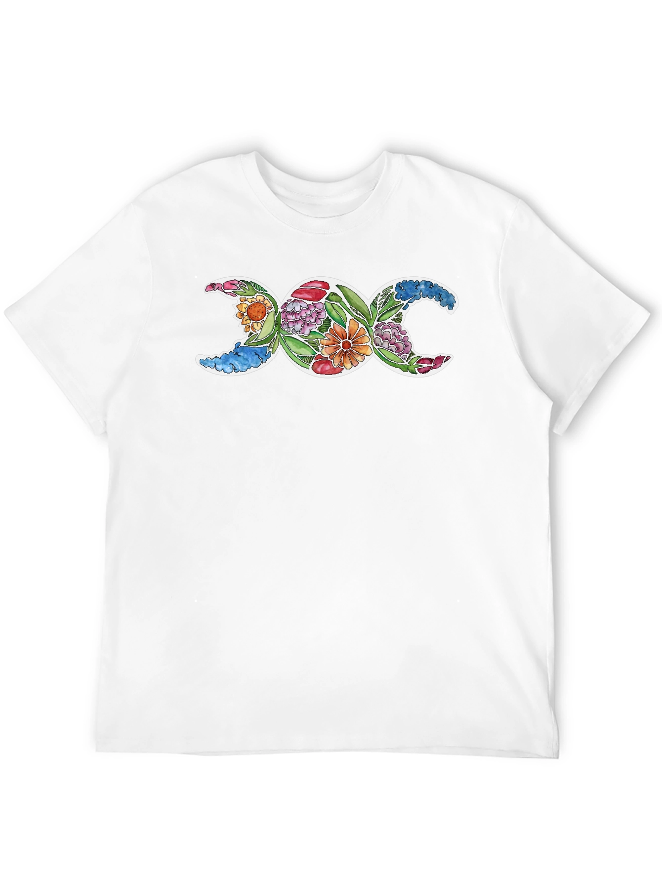 Triple Moon Goddess Floral T-Shirt - Black