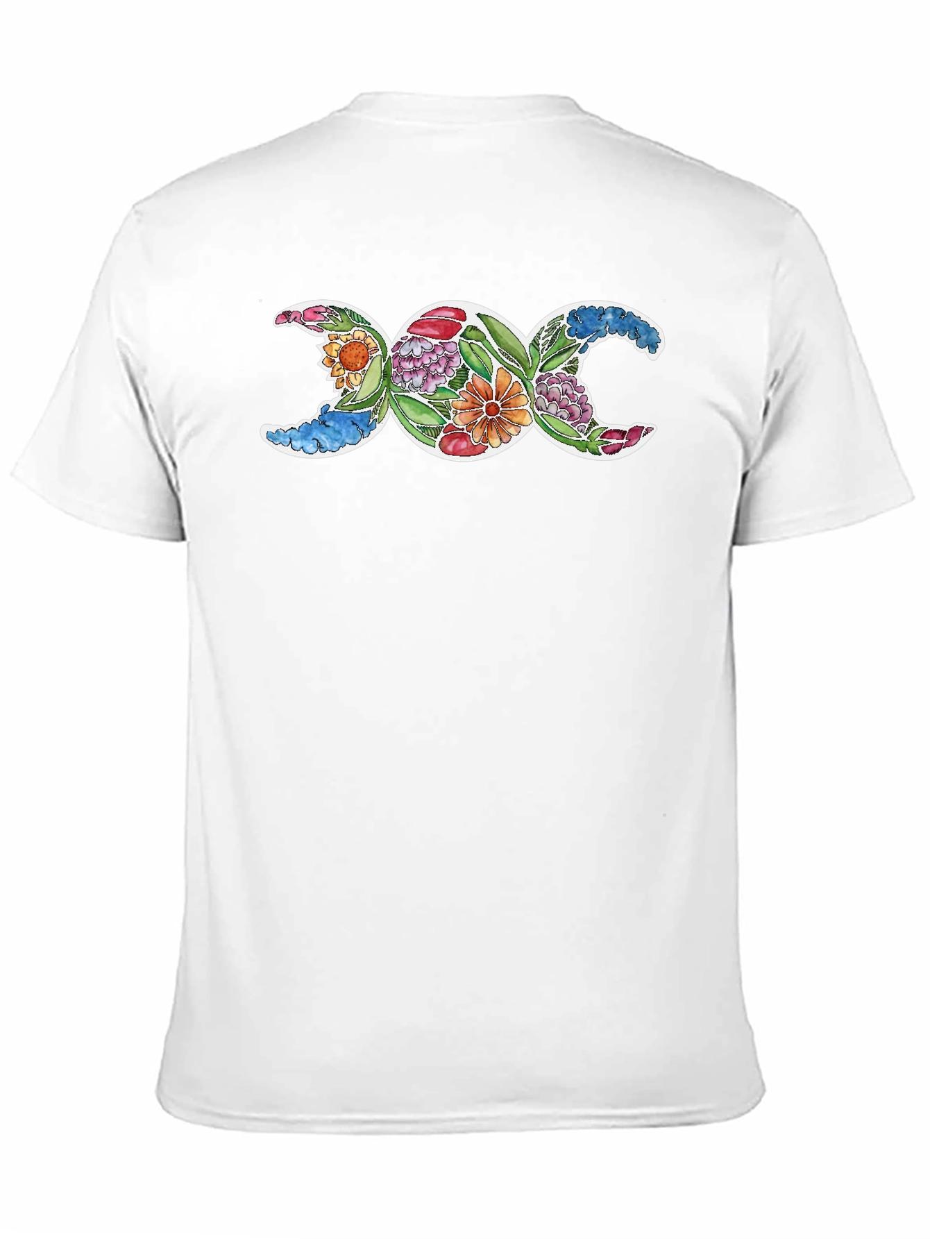 Triple Moon Goddess Floral T-Shirt - Black