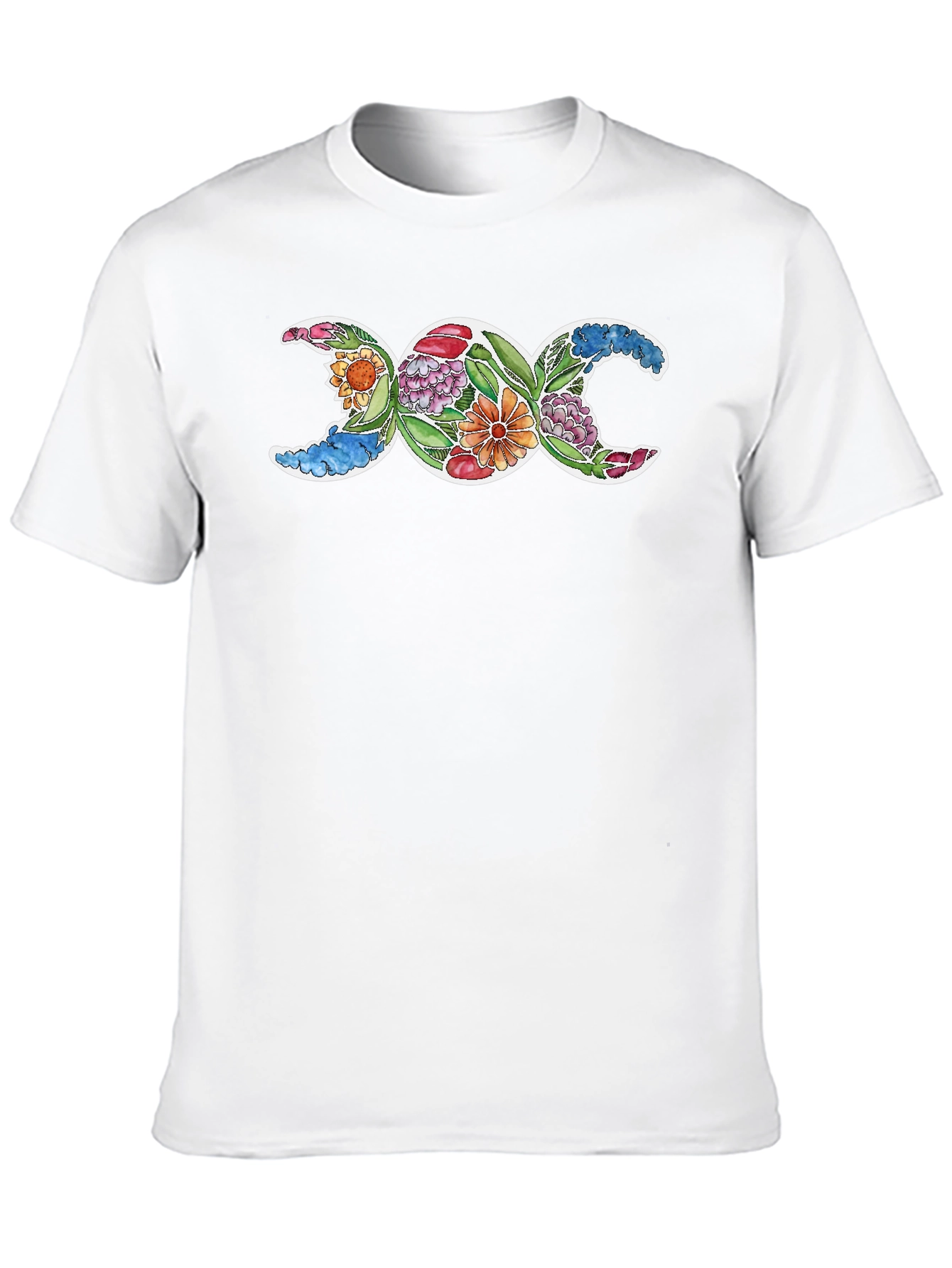 Triple Moon Goddess Floral T-Shirt - Black