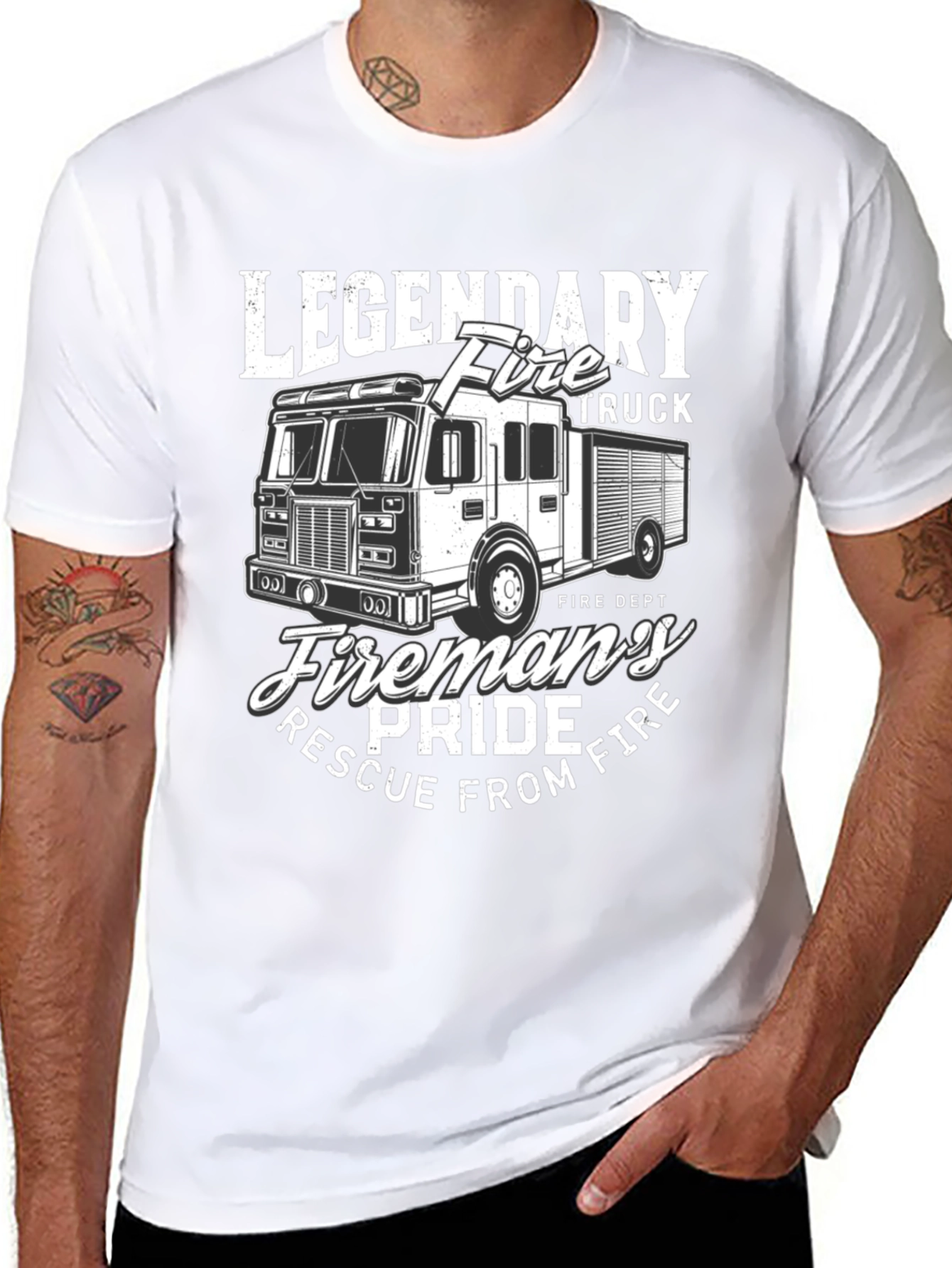 Legendary Fire Truck T-Shirt: Firemans Pride Rescue Tee