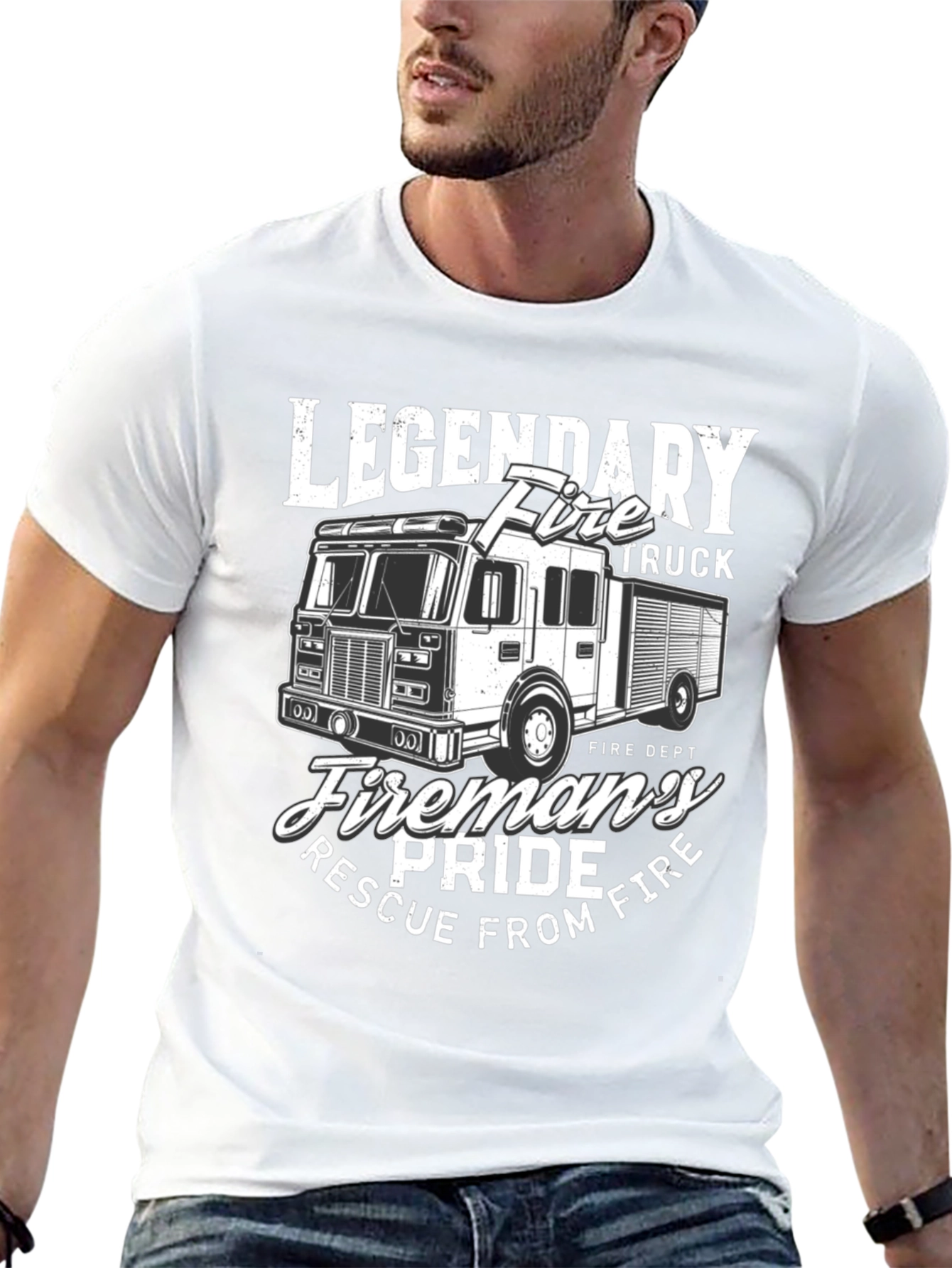 Legendary Fire Truck T-Shirt: Firemans Pride Rescue Tee