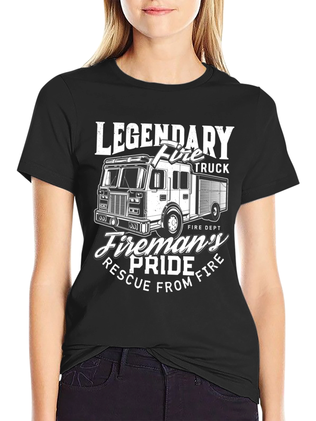 Legendary Fire Truck T-Shirt: Firemans Pride Rescue Tee